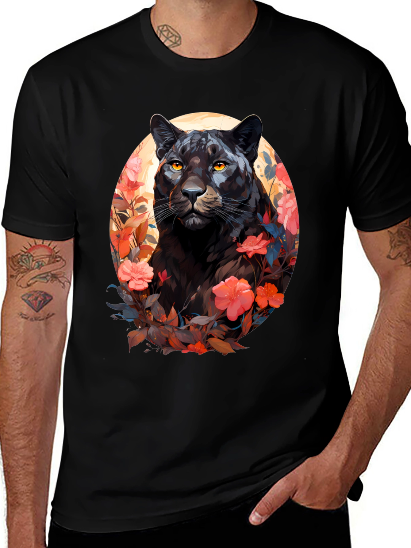 Black Panther Floral Graphic Tee