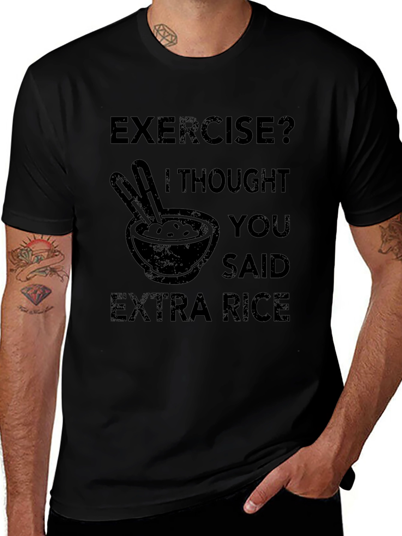 Exercise? Extra Rice T-Shirt - Funny Foodie Tee