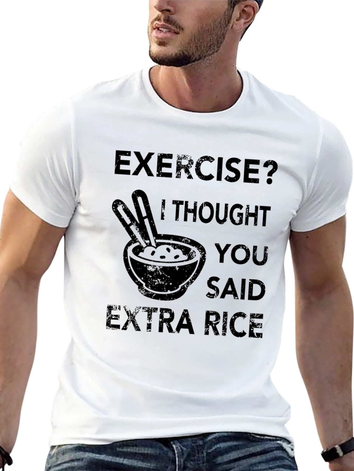 Exercise? Extra Rice T-Shirt - Funny Foodie Tee