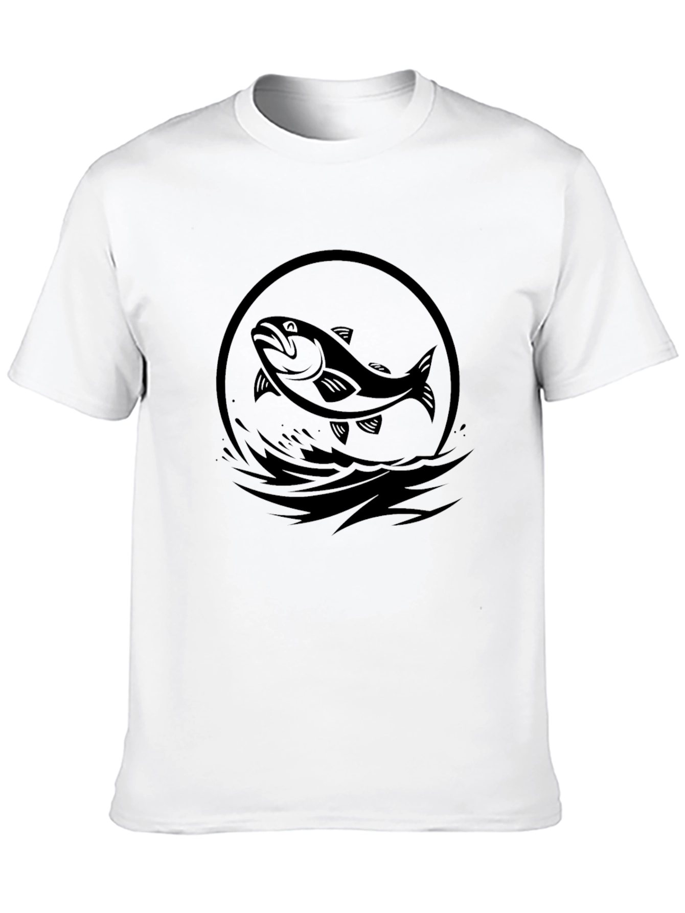 Mens Black T-Shirt with Fishing Design