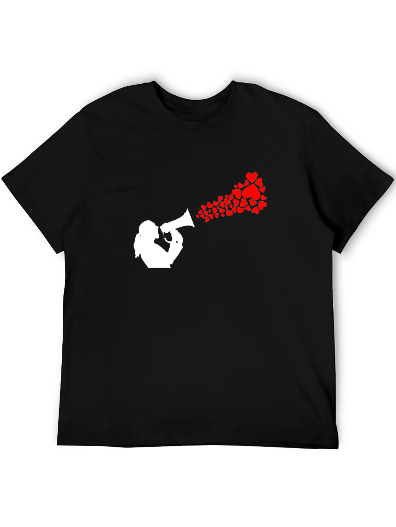 Heart Speaker Graphic Tee - Black Cotton T-Shirt