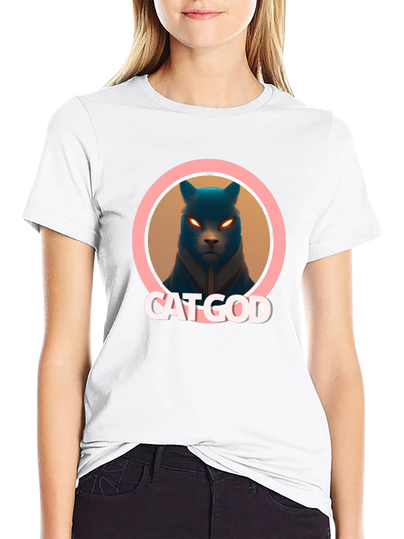 Cat God Graphic Tee - Black T-Shirt