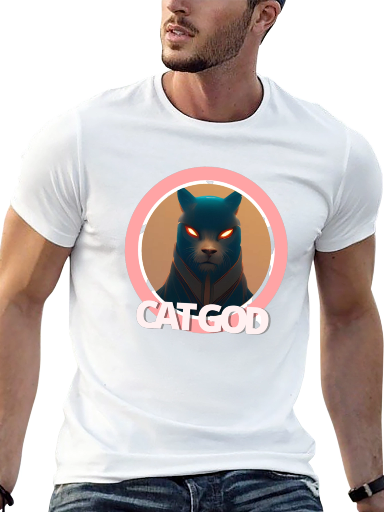 Cat God Graphic Tee - Black T-Shirt
