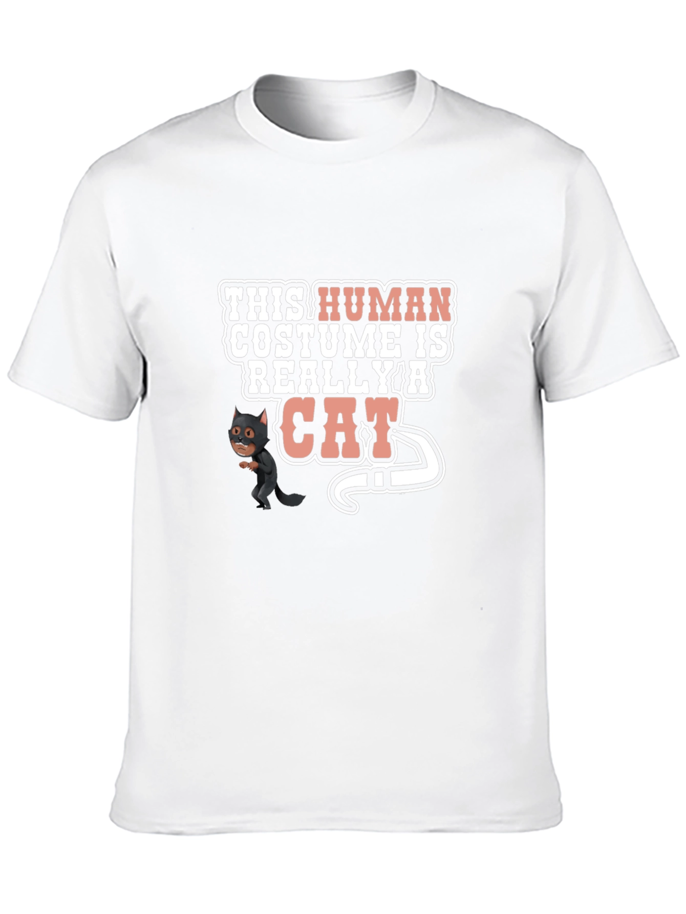 Human Costume Really Cat Funny Black T-Shirt