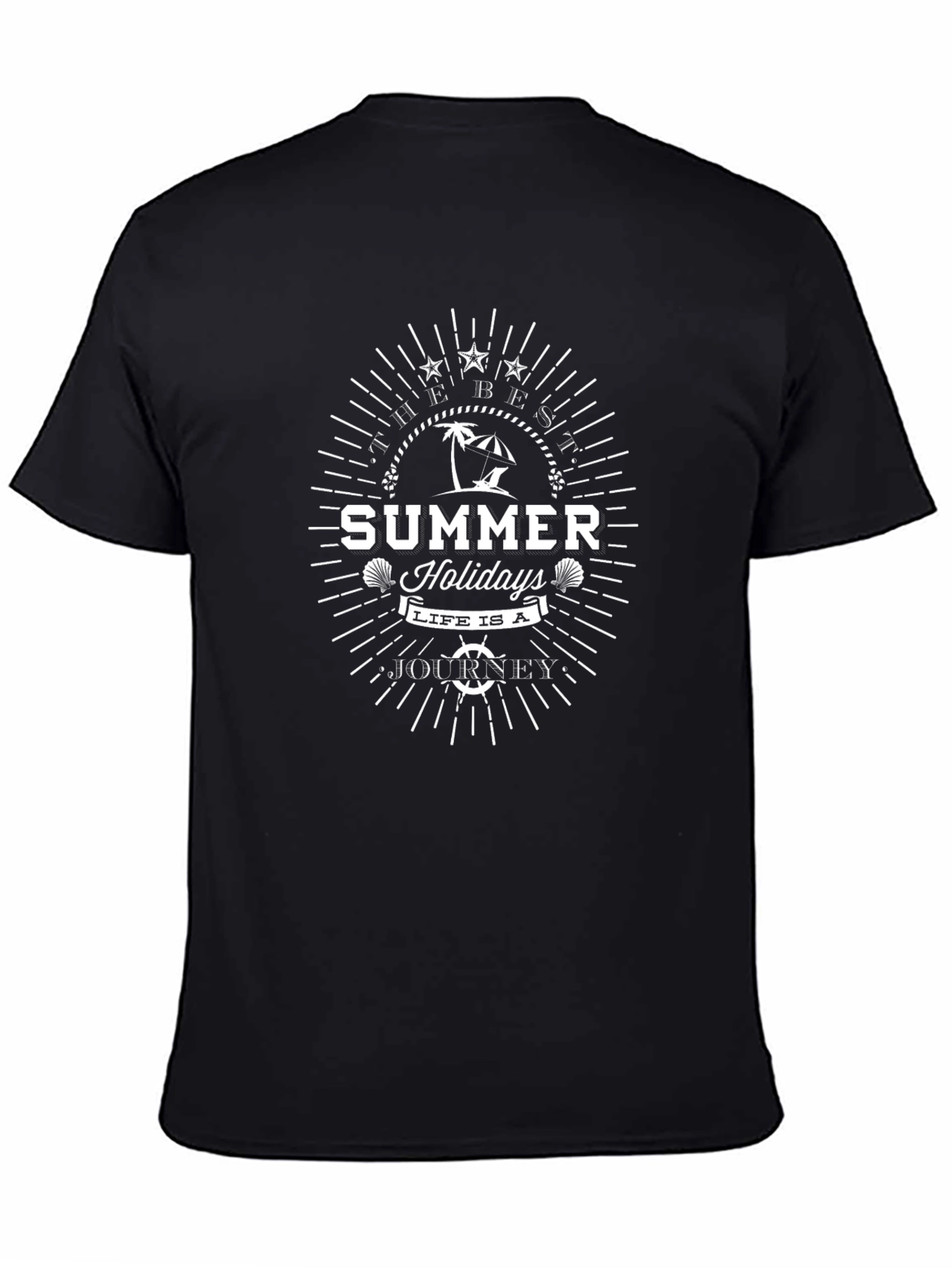 Summer Holidays Graphic Tee - Black Cotton