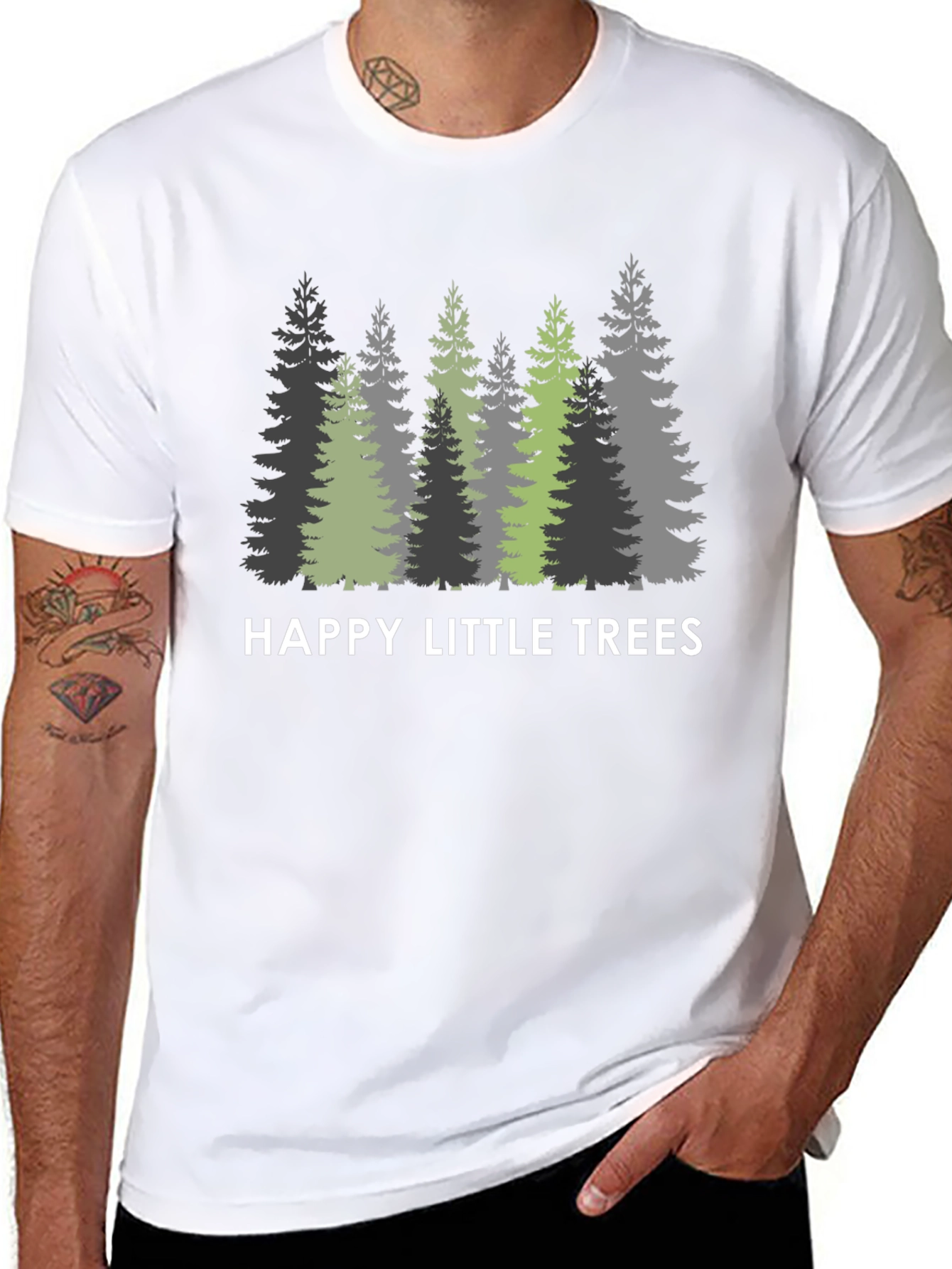 Happy Little Trees Graphic T-Shirt - Nature Inspired Tee