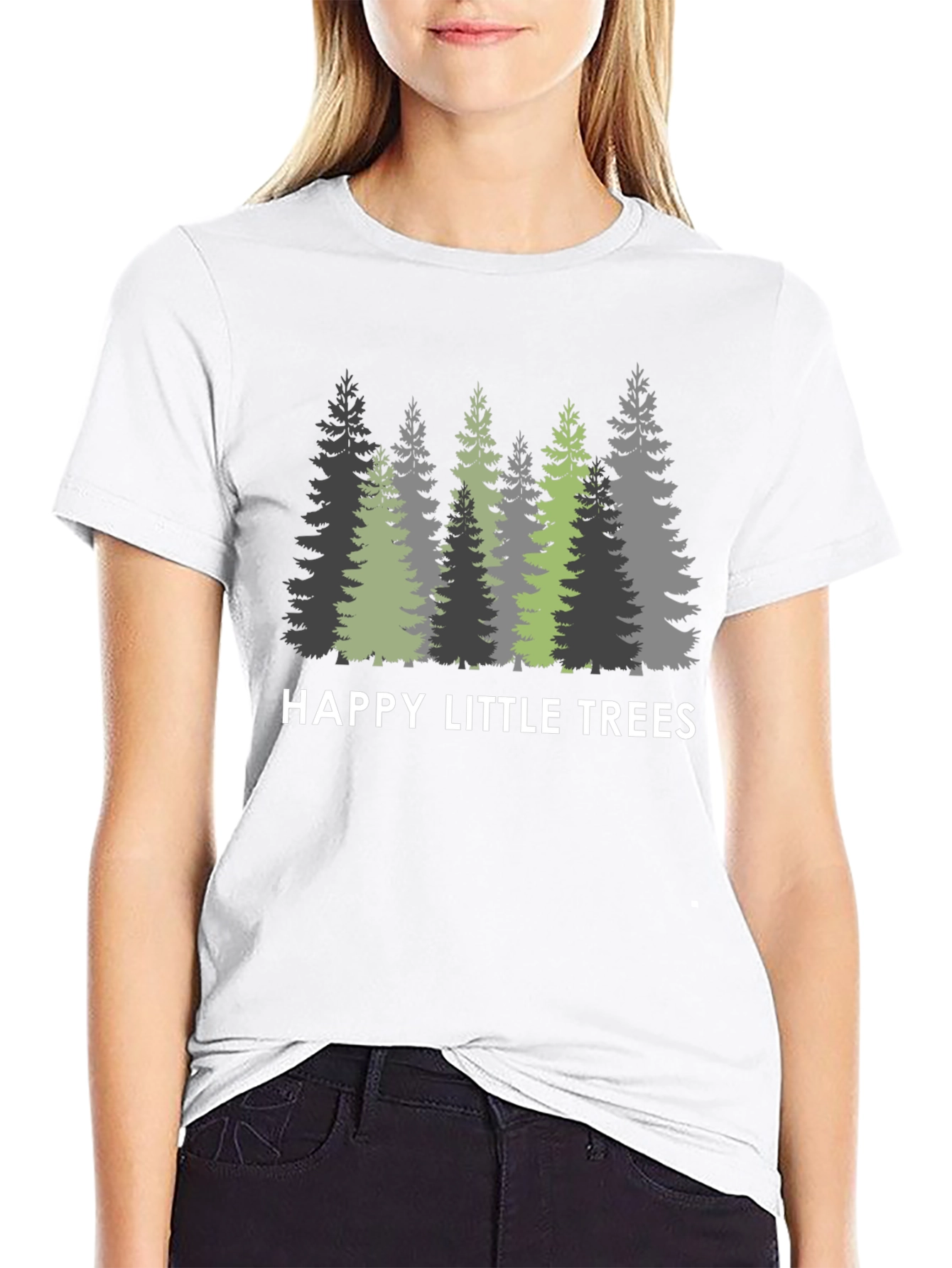 Happy Little Trees Graphic T-Shirt - Nature Inspired Tee