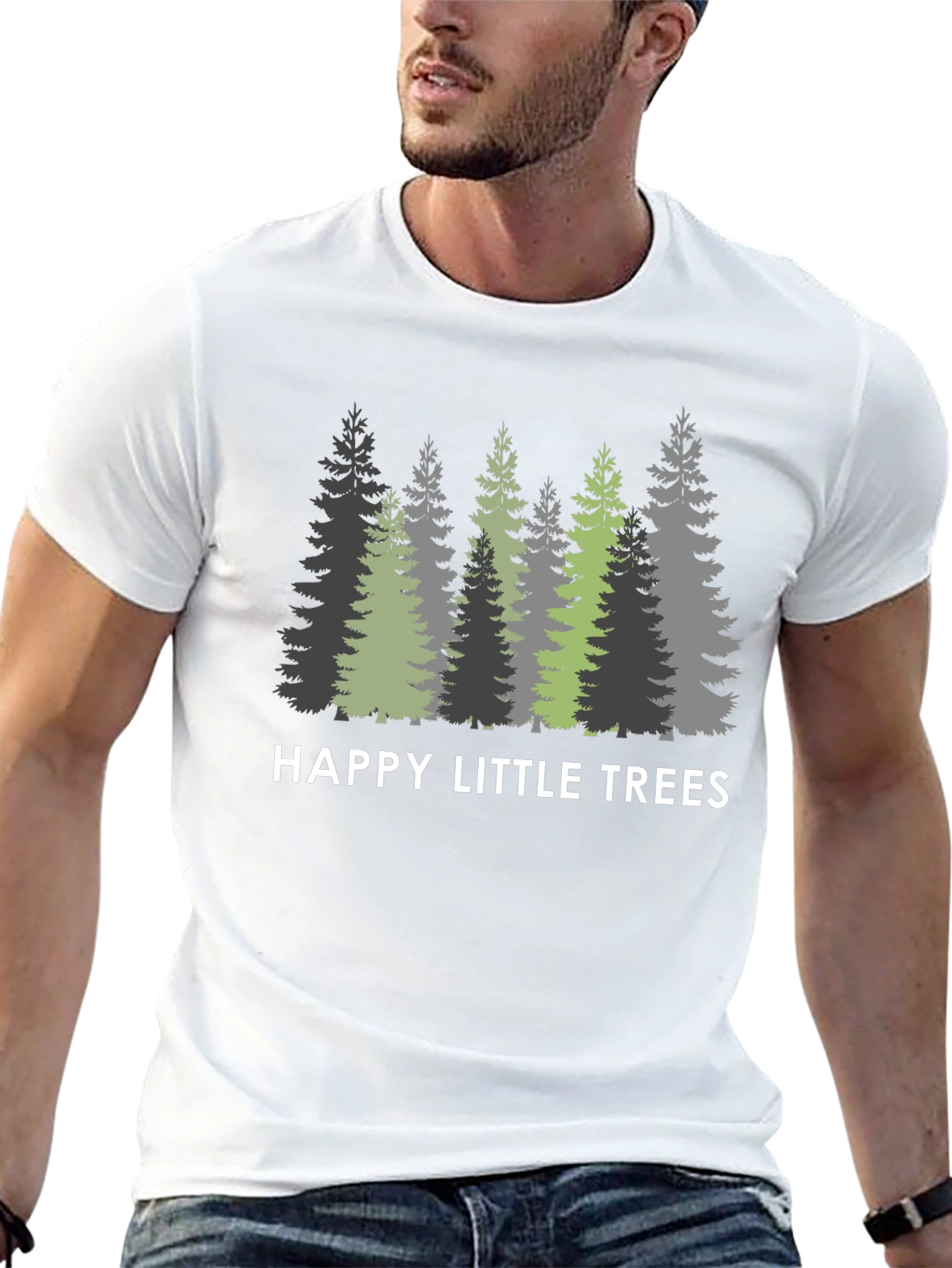 Happy Little Trees Graphic T-Shirt - Nature Inspired Tee