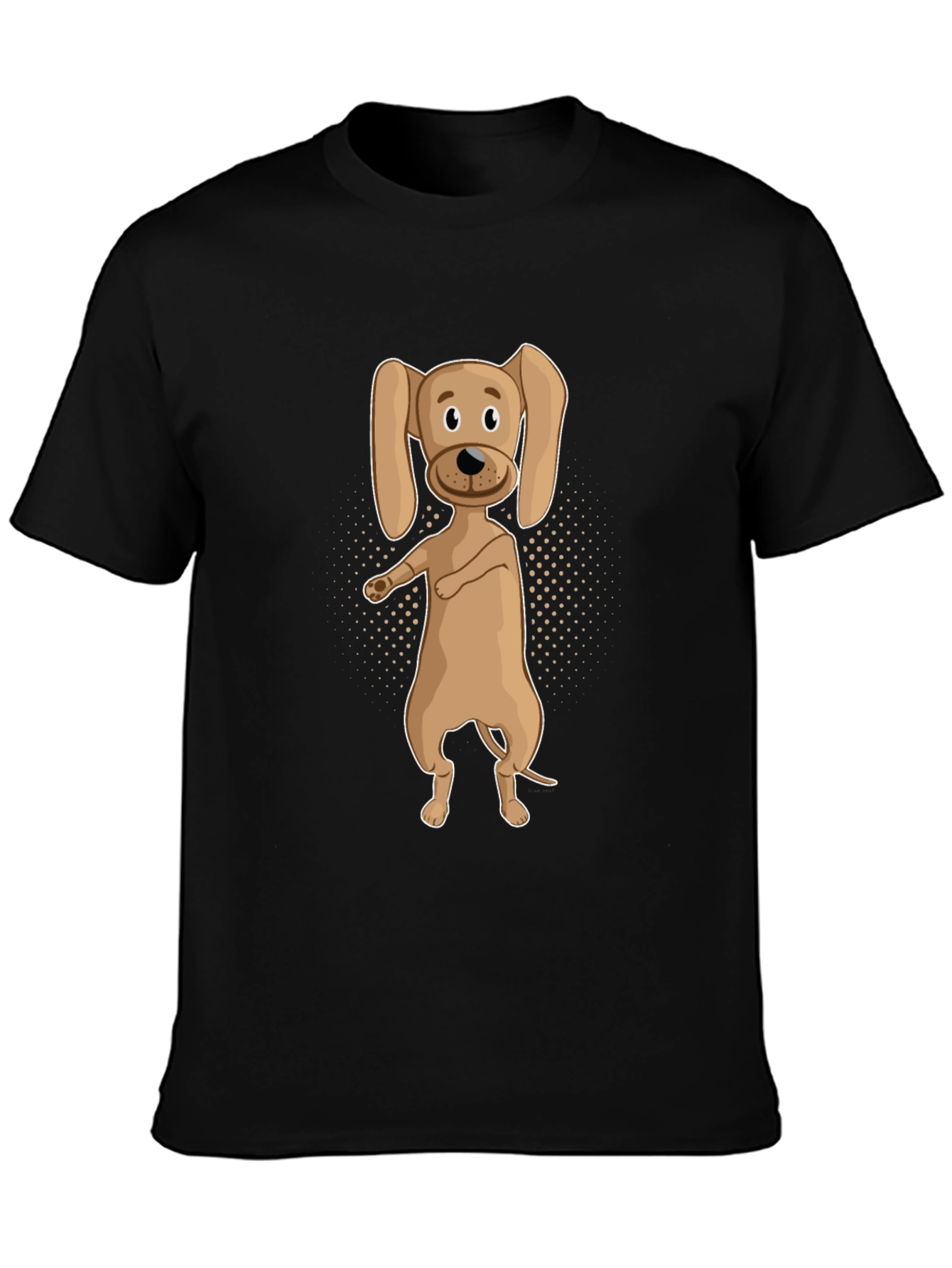 Dancing Dog Graphic Tee - Black Cotton T-Shirt