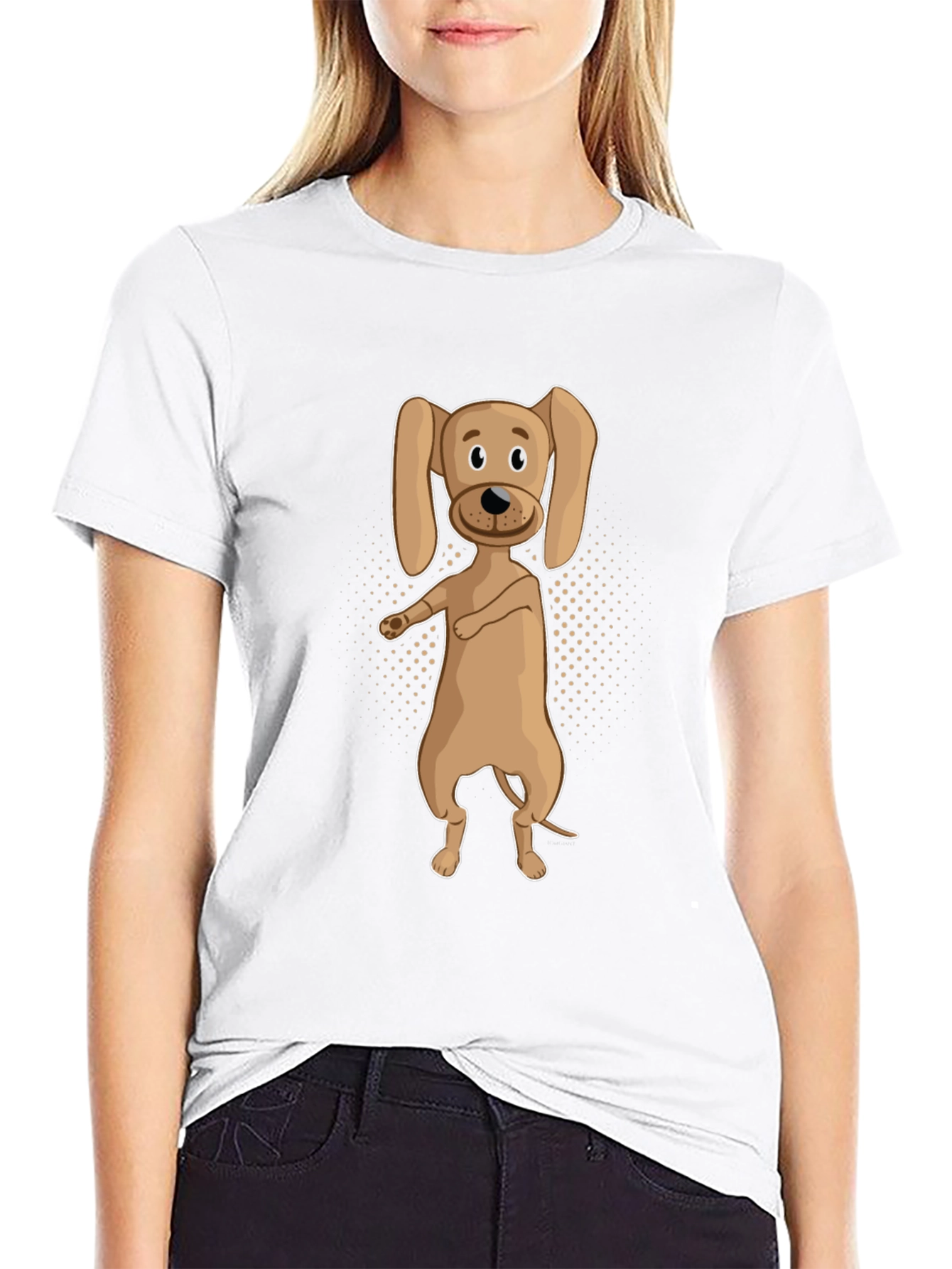 Dancing Dog Graphic Tee - Black Cotton T-Shirt