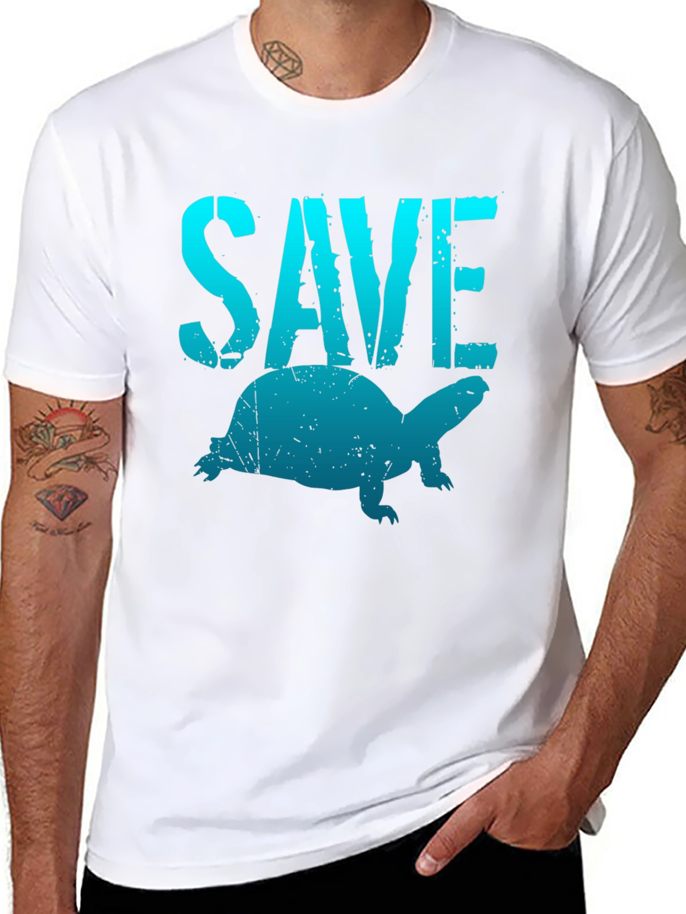 Save the Turtles T-Shirt - Black Cotton Tee