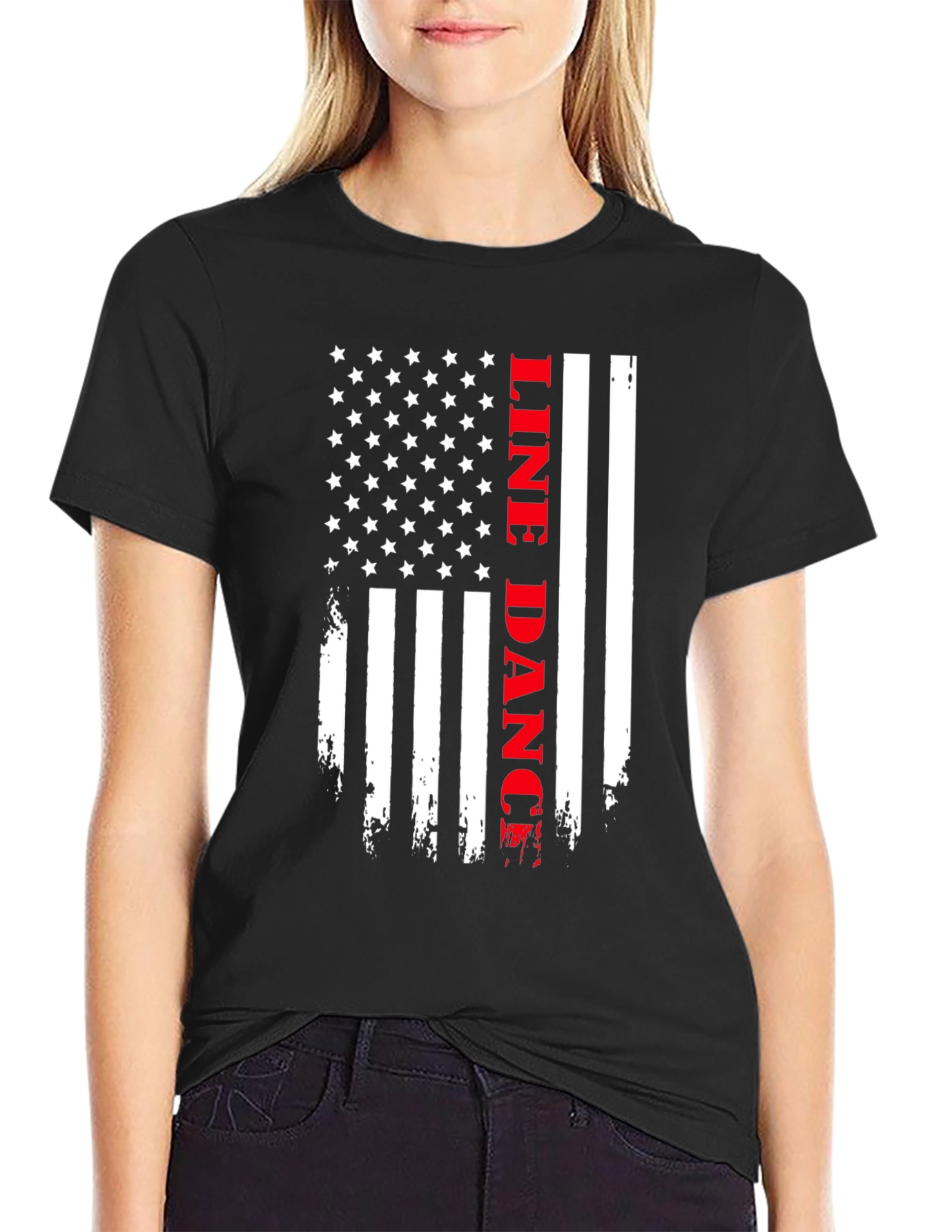 Line Dance American Flag T-Shirt