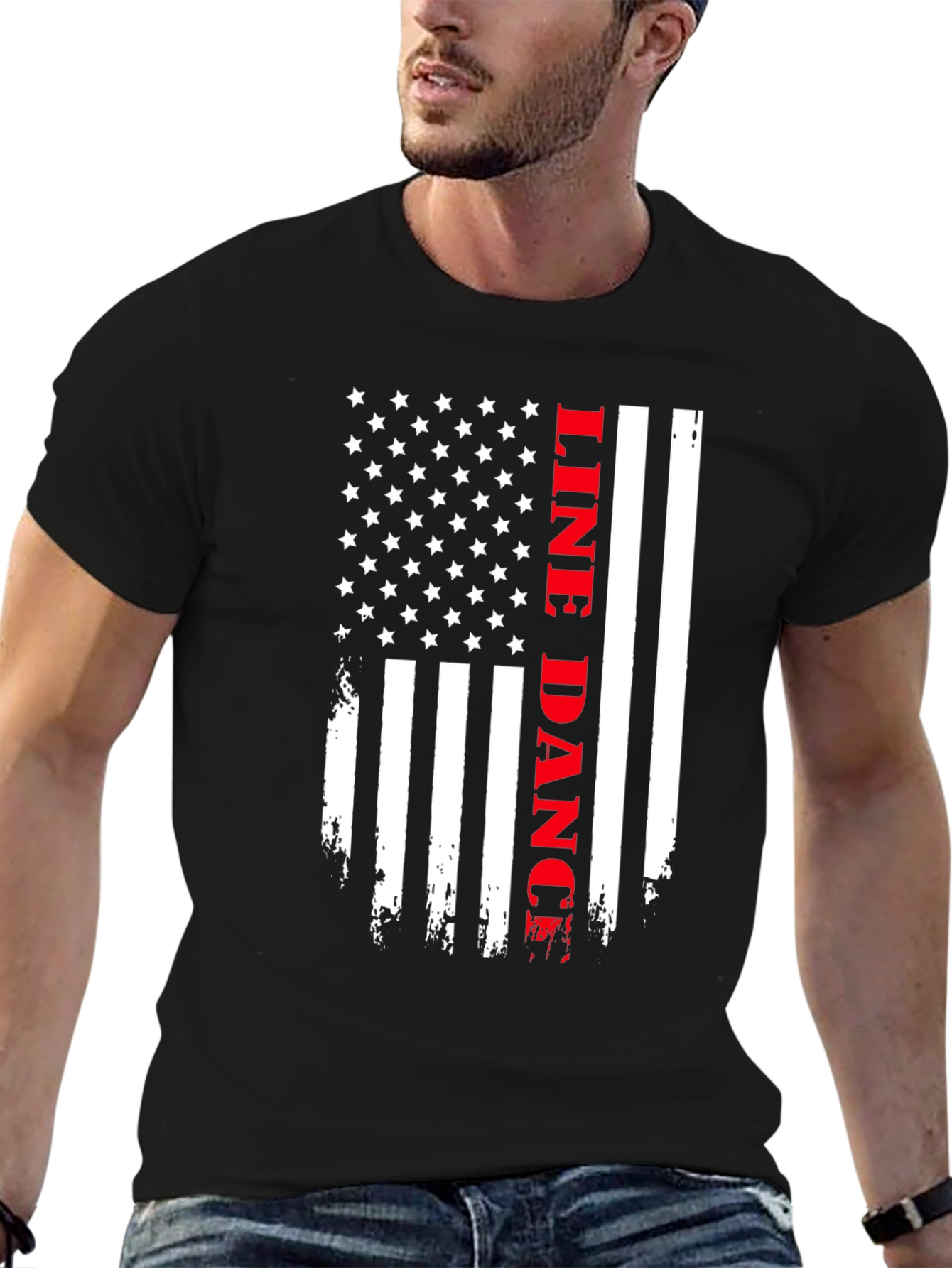 Line Dance American Flag T-Shirt