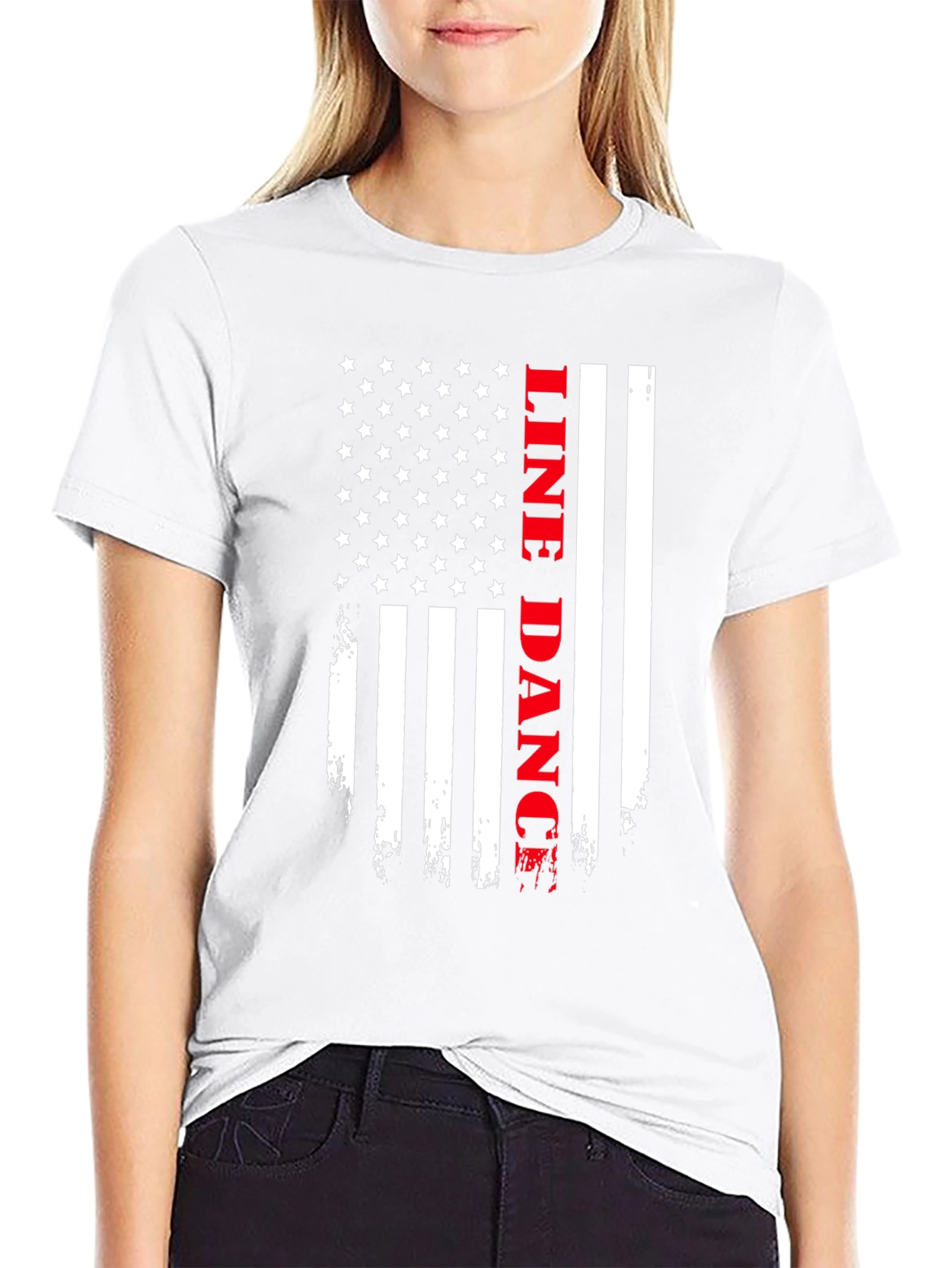 Line Dance American Flag T-Shirt