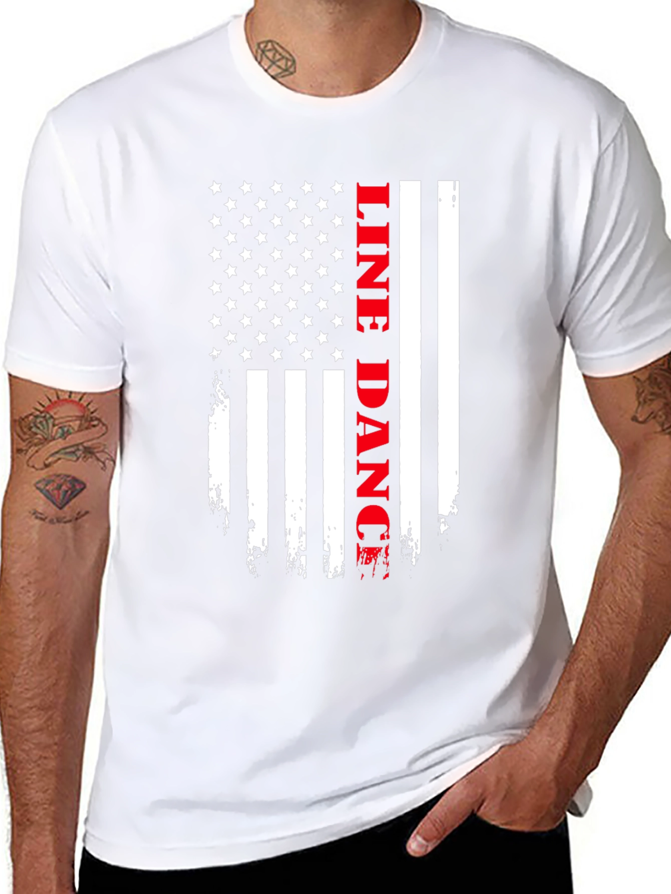 Line Dance American Flag T-Shirt