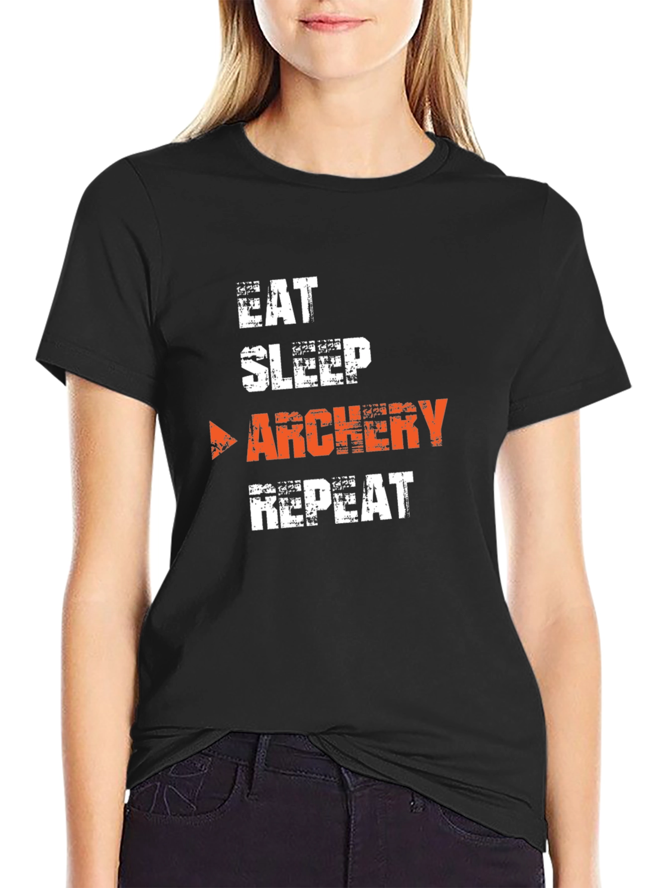 Eat Sleep Archery Repeat Black Graphic T-Shirt