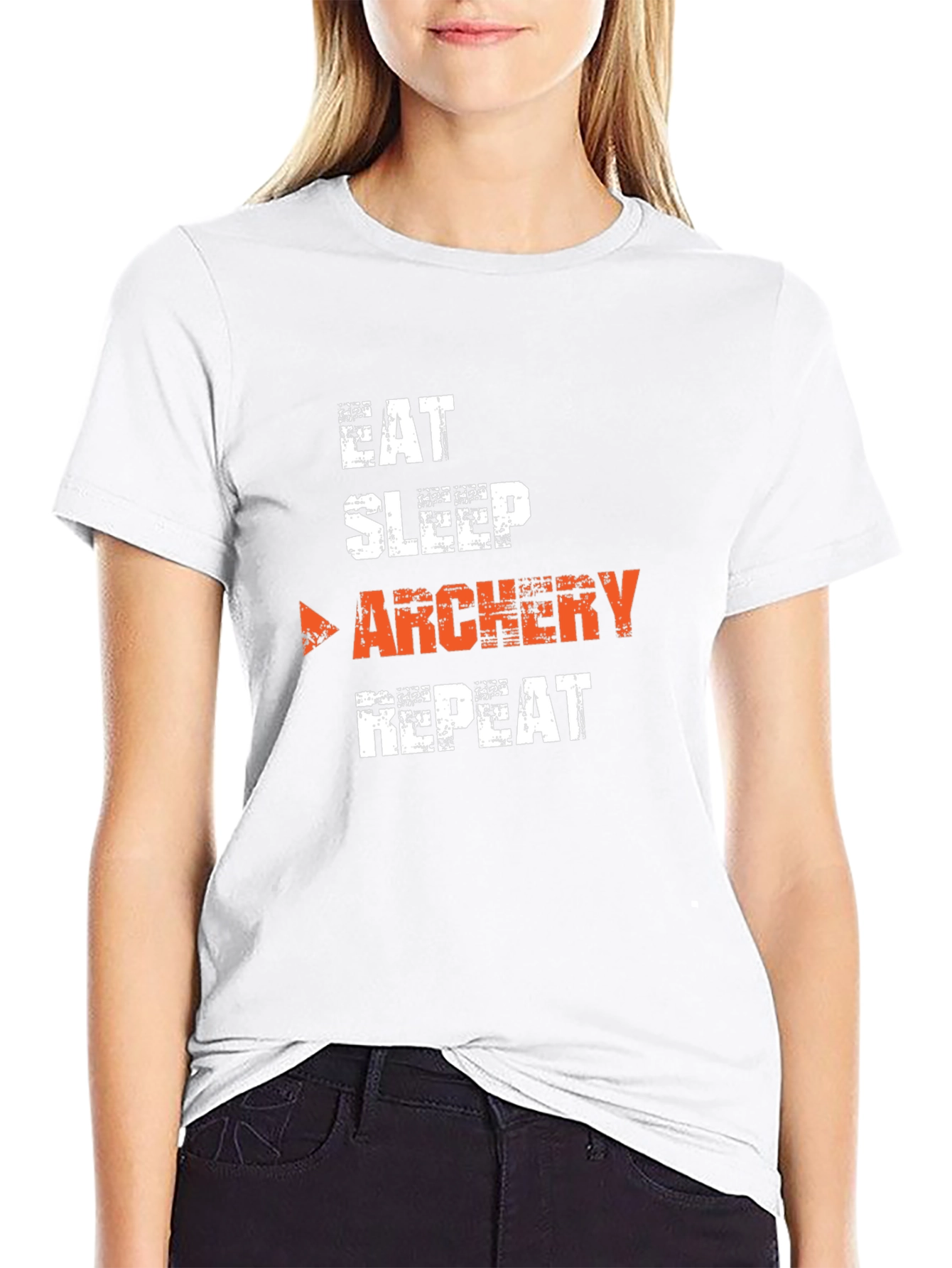 Eat Sleep Archery Repeat Black Graphic T-Shirt