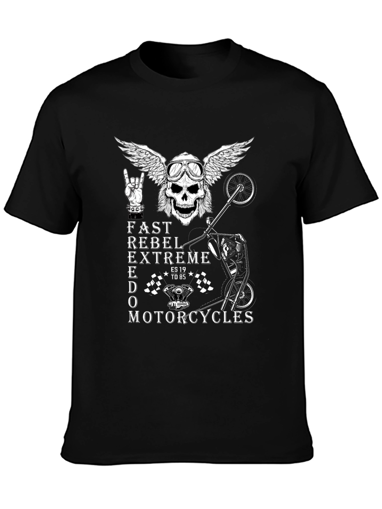 Rebel Motorcycle Skull Graphic T-Shirt