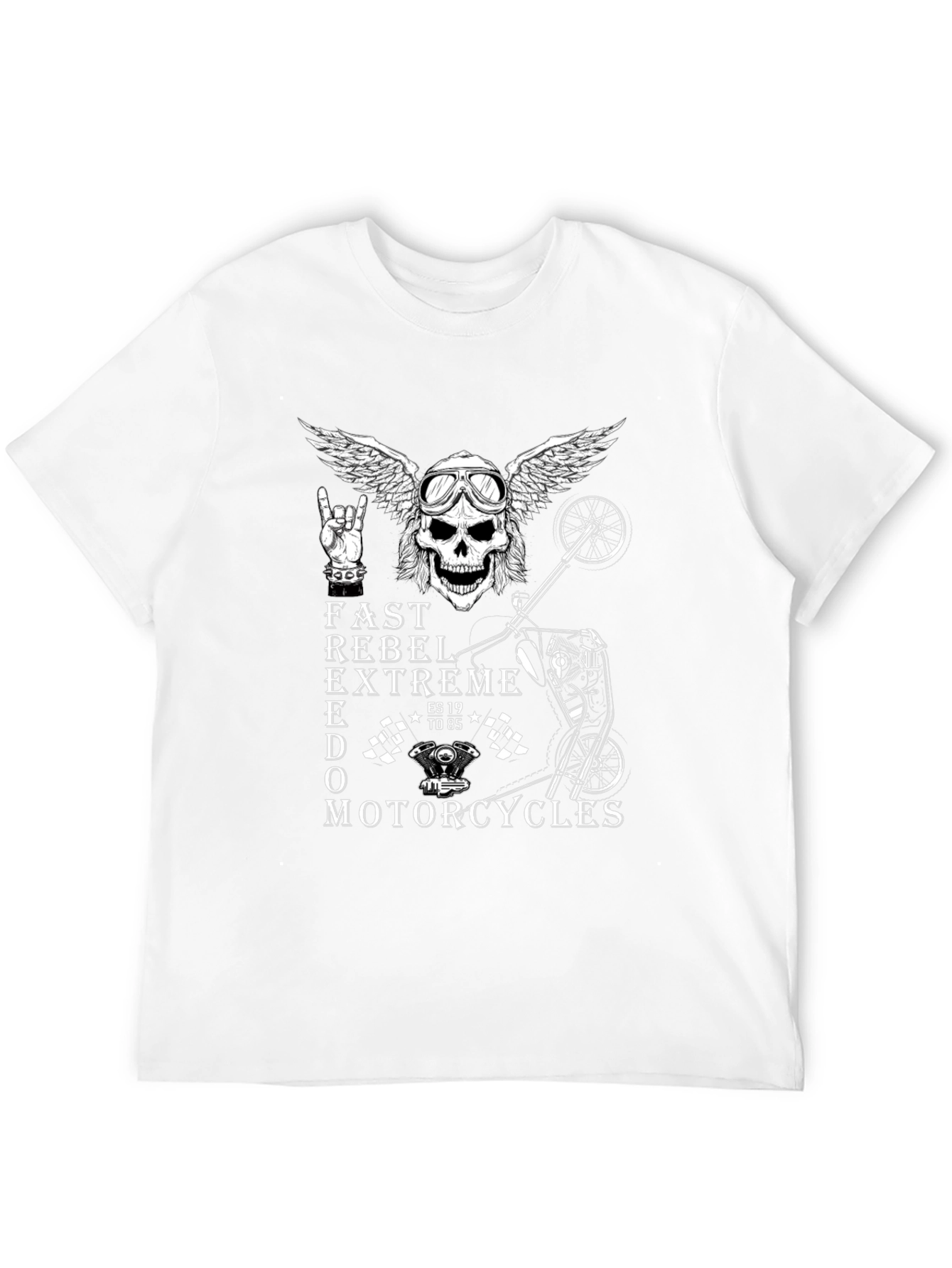 Rebel Motorcycle Skull Graphic T-Shirt