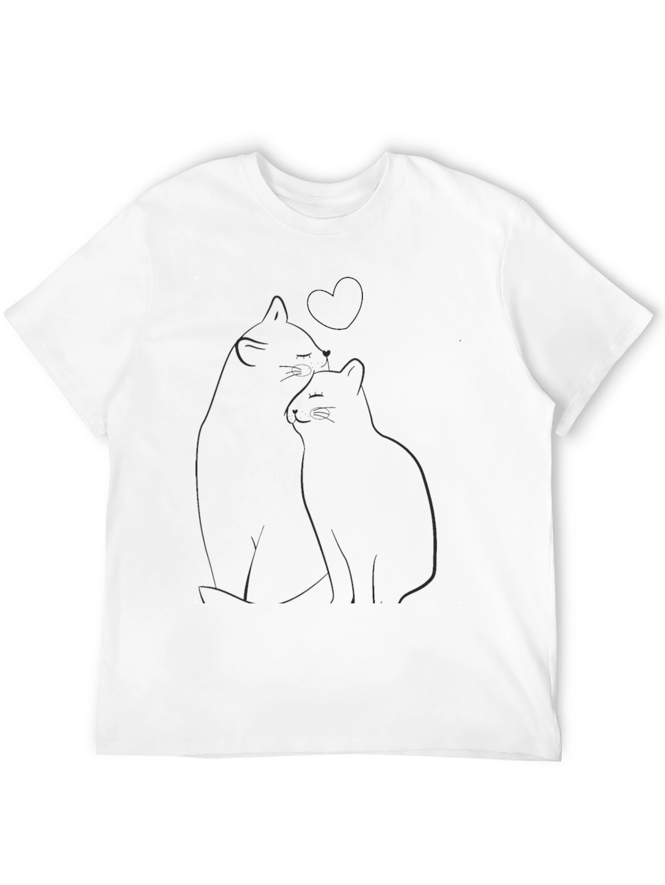 Cats & Heart Graphic Black T-Shirt