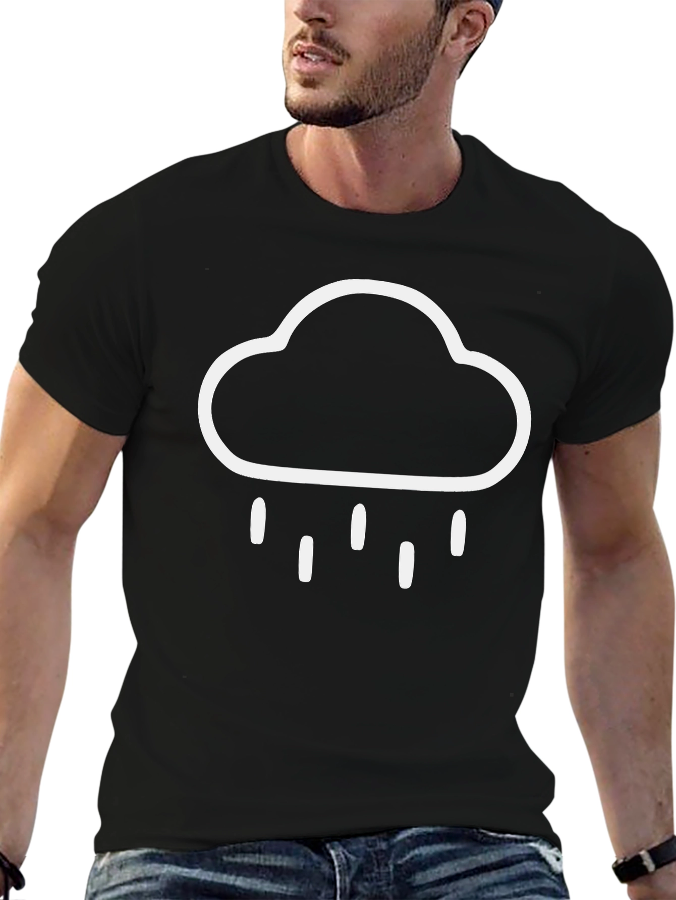Rain Cloud Graphic Tee - Black Cotton T-Shirt