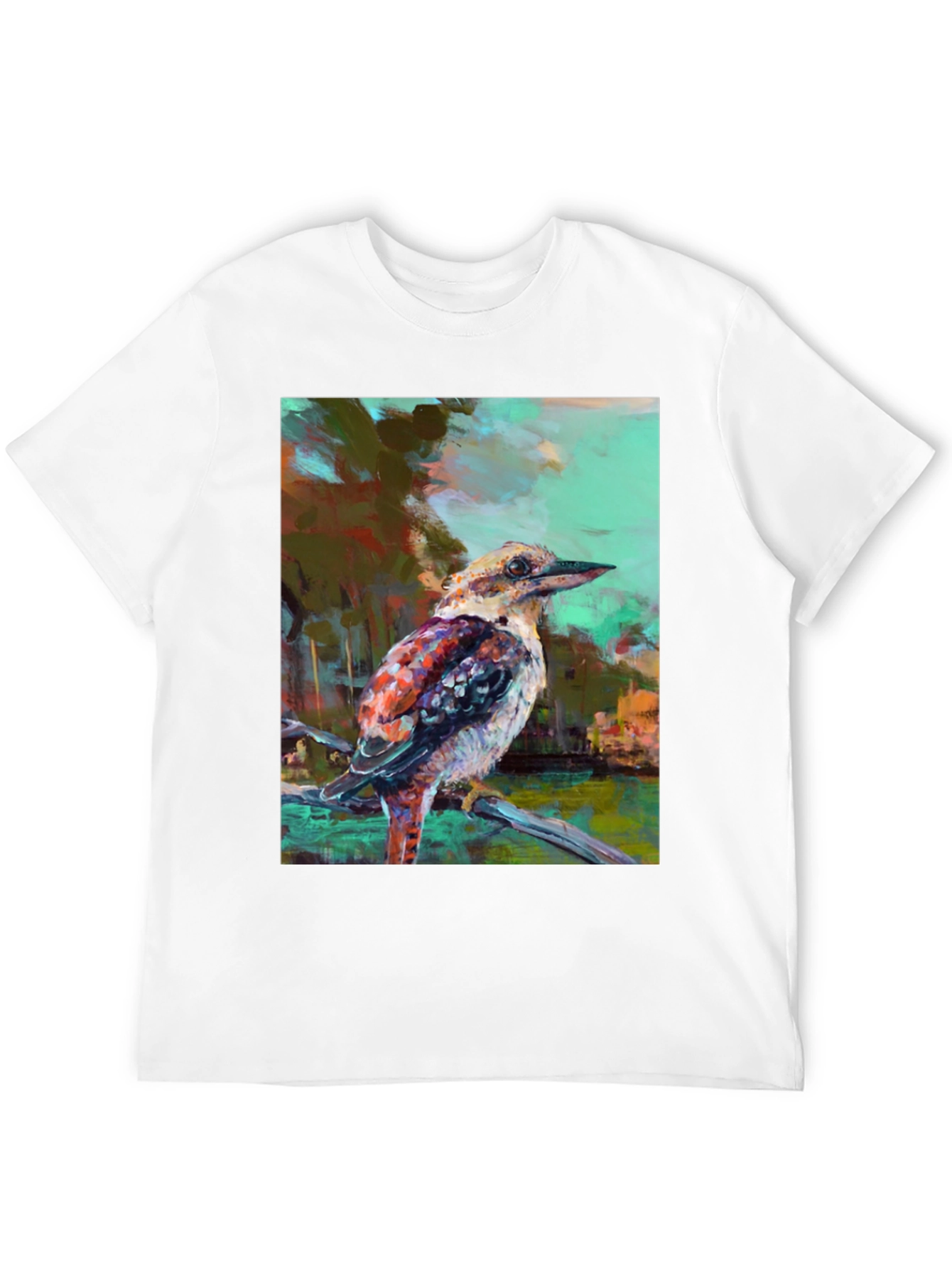 Kookaburra Art Print Black T-Shirt