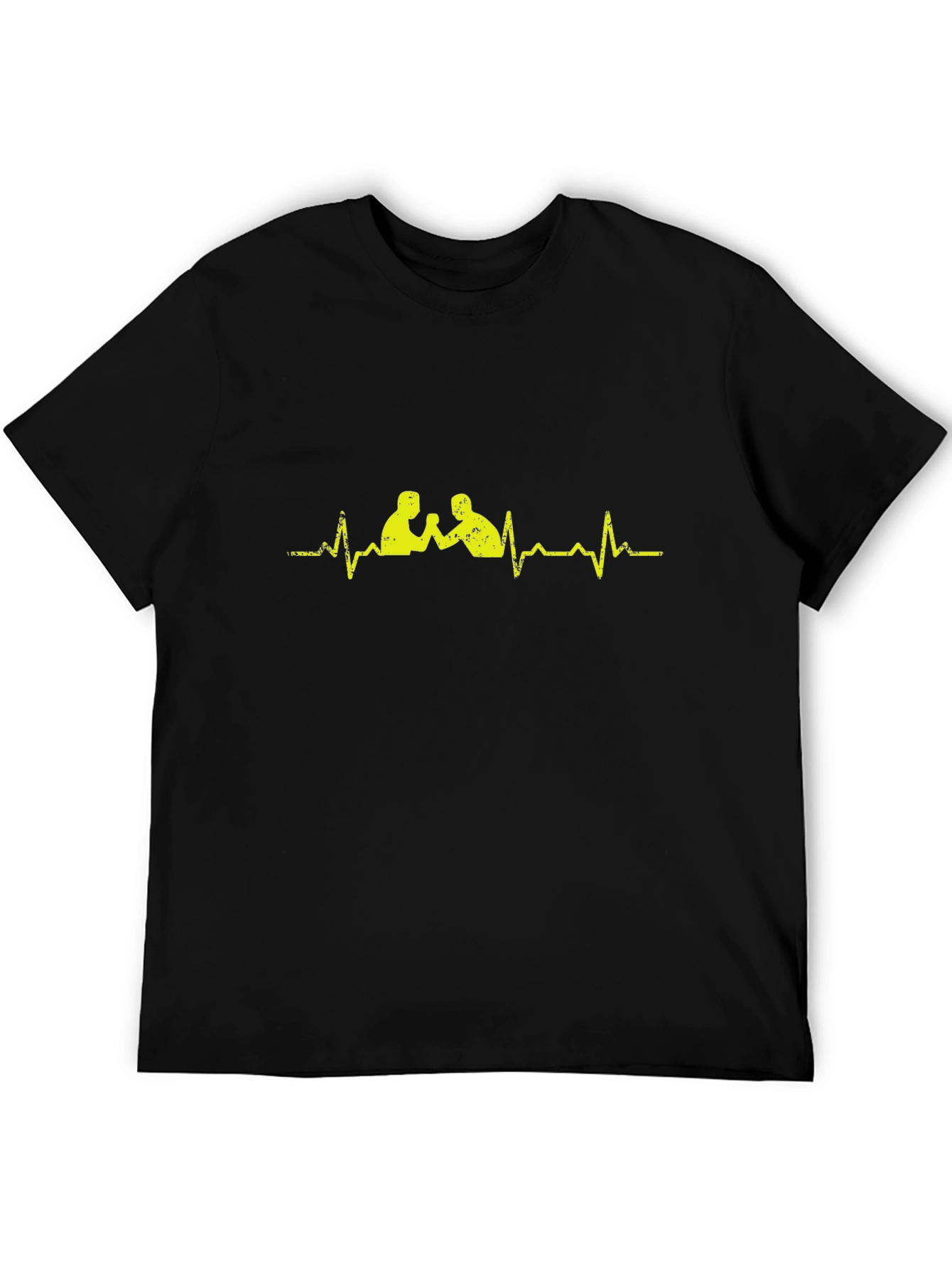 Arm Wrestling Heartbeat Graphic T-Shirt - Black