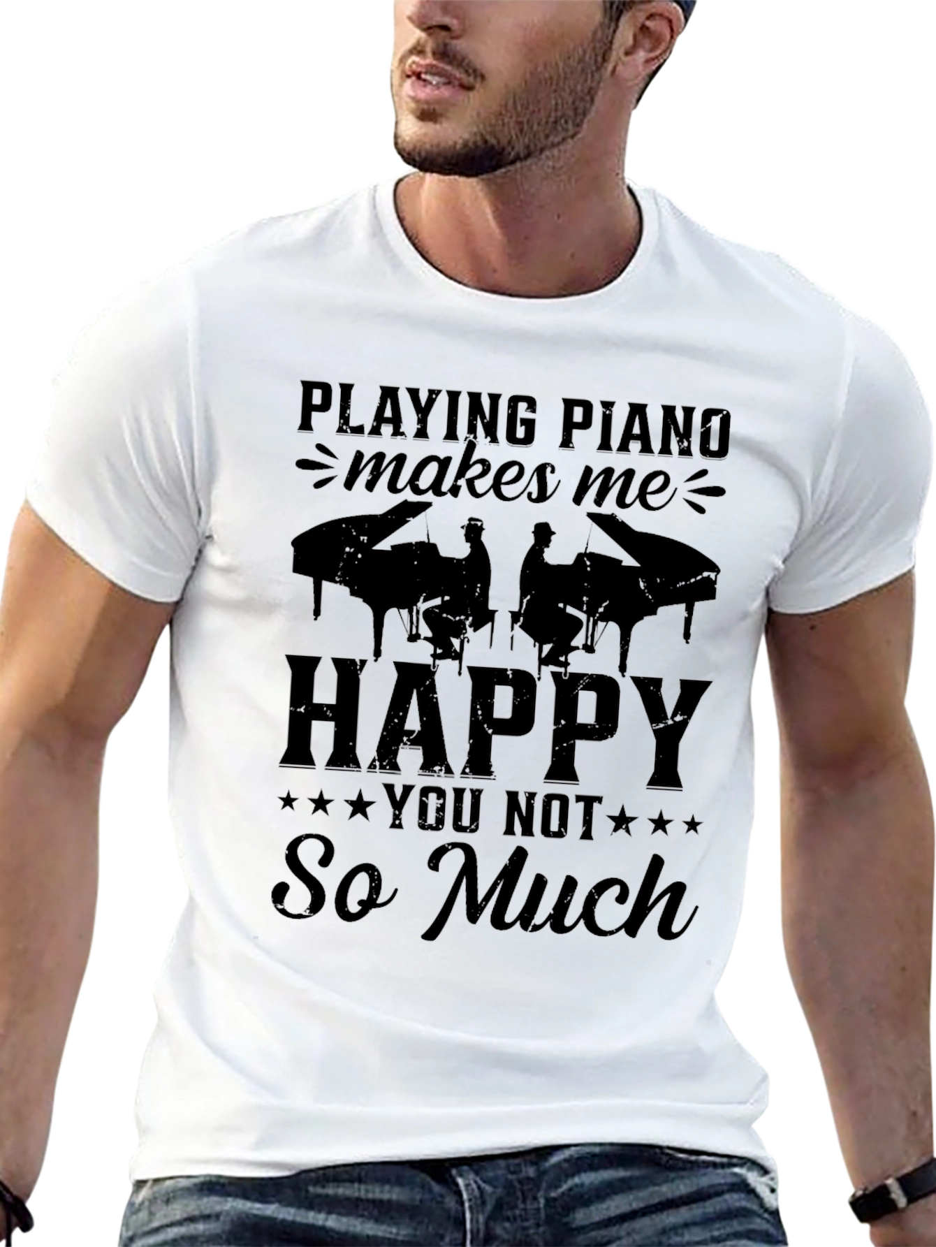 Piano Lover T-Shirt: Playing Piano Makes Me Happy