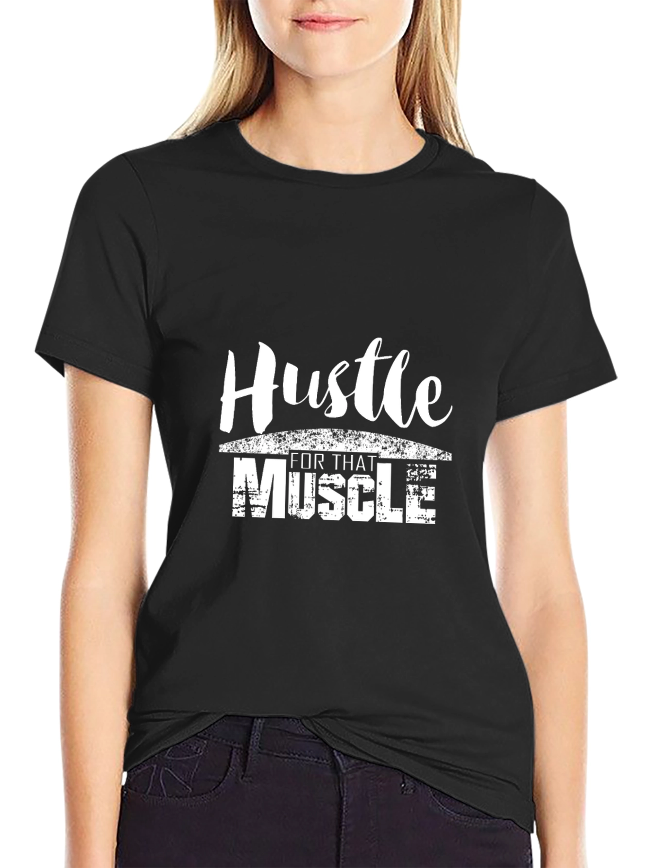 Hustle for That Muscle Black Graphic T-Shirt