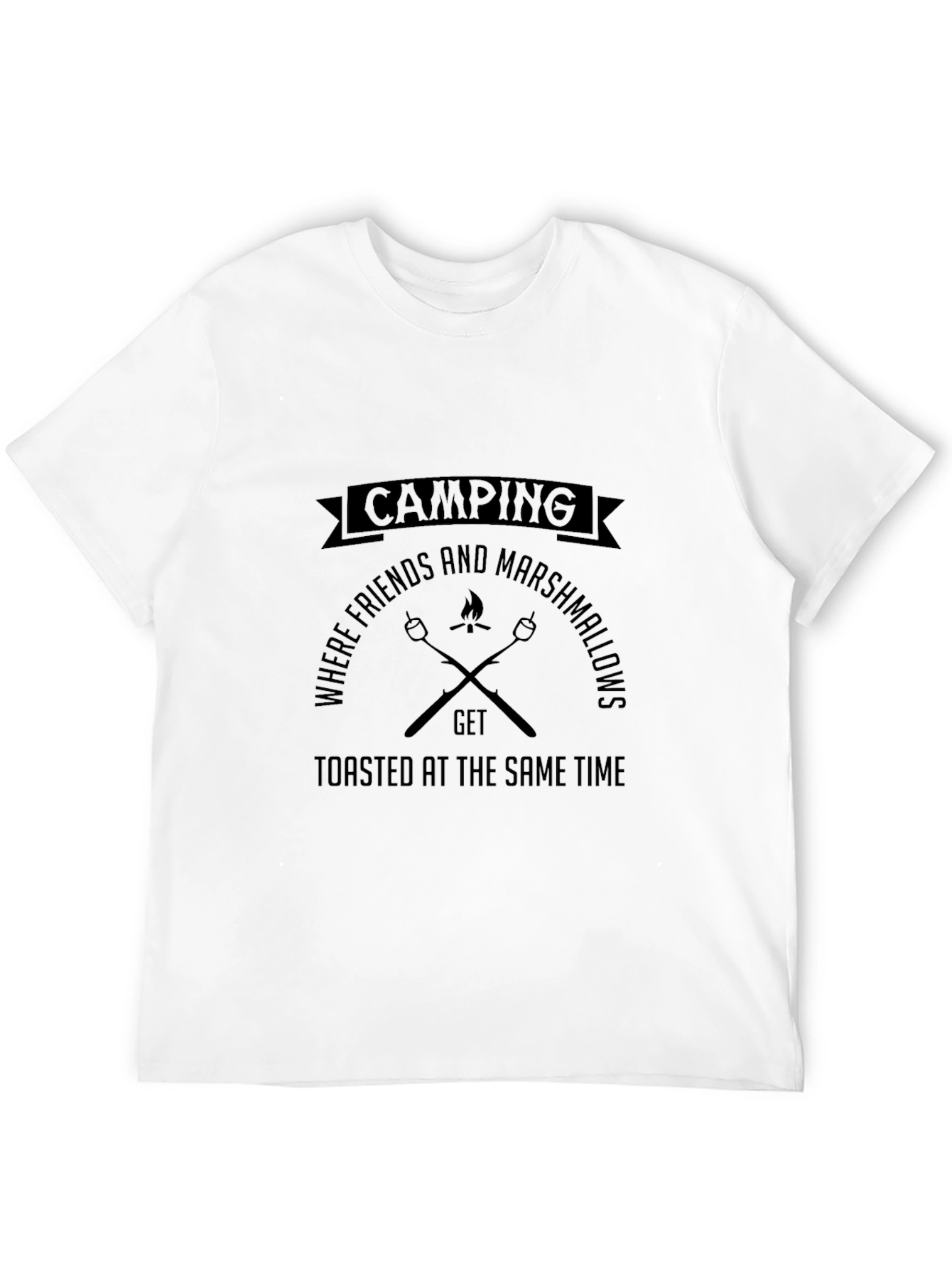 Camping Friends & Marshmallows Black T-Shirt