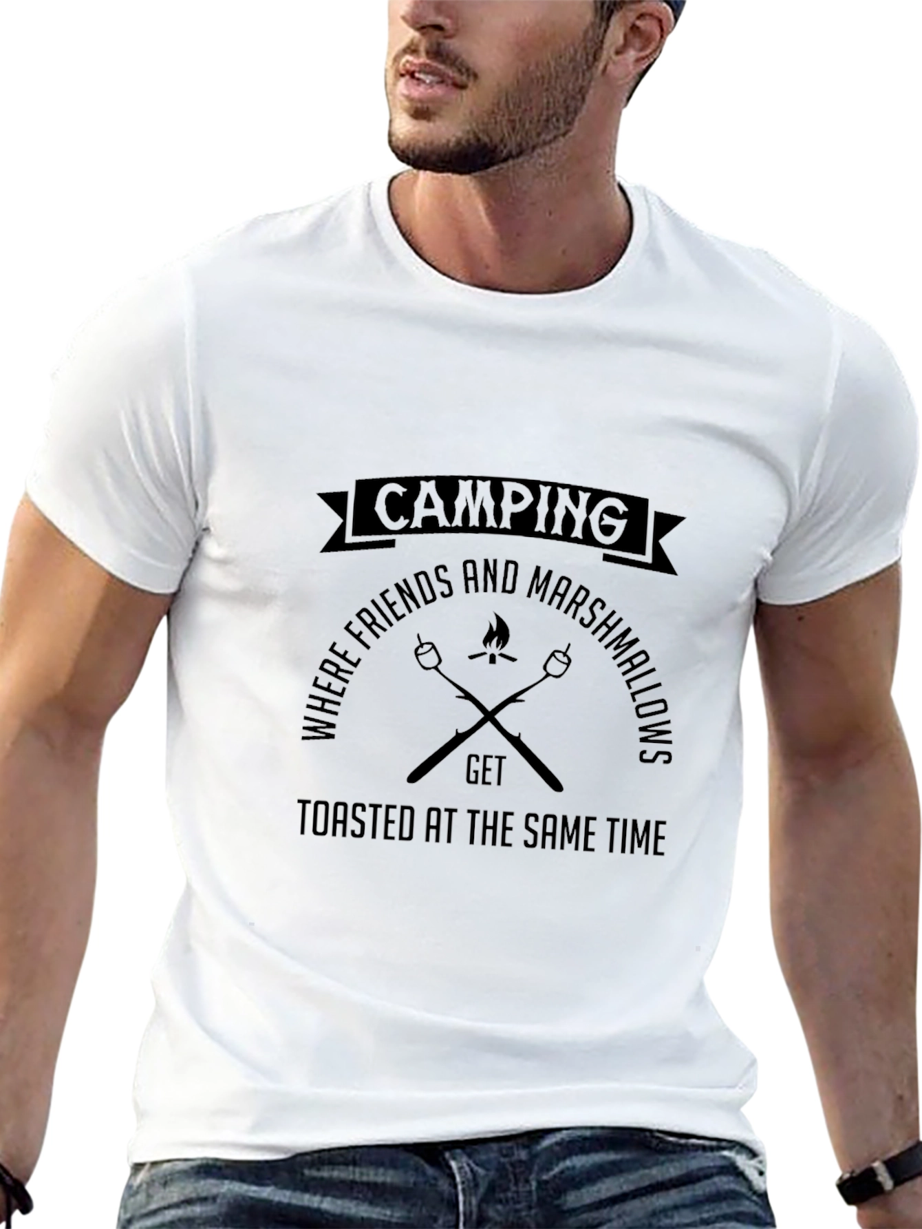Camping Friends & Marshmallows Black T-Shirt