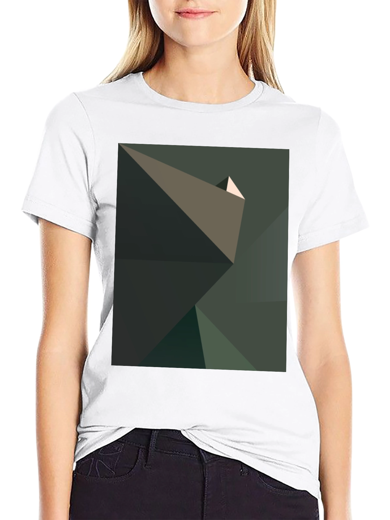 Abstract Geometric Graphic Print Black T-Shirt