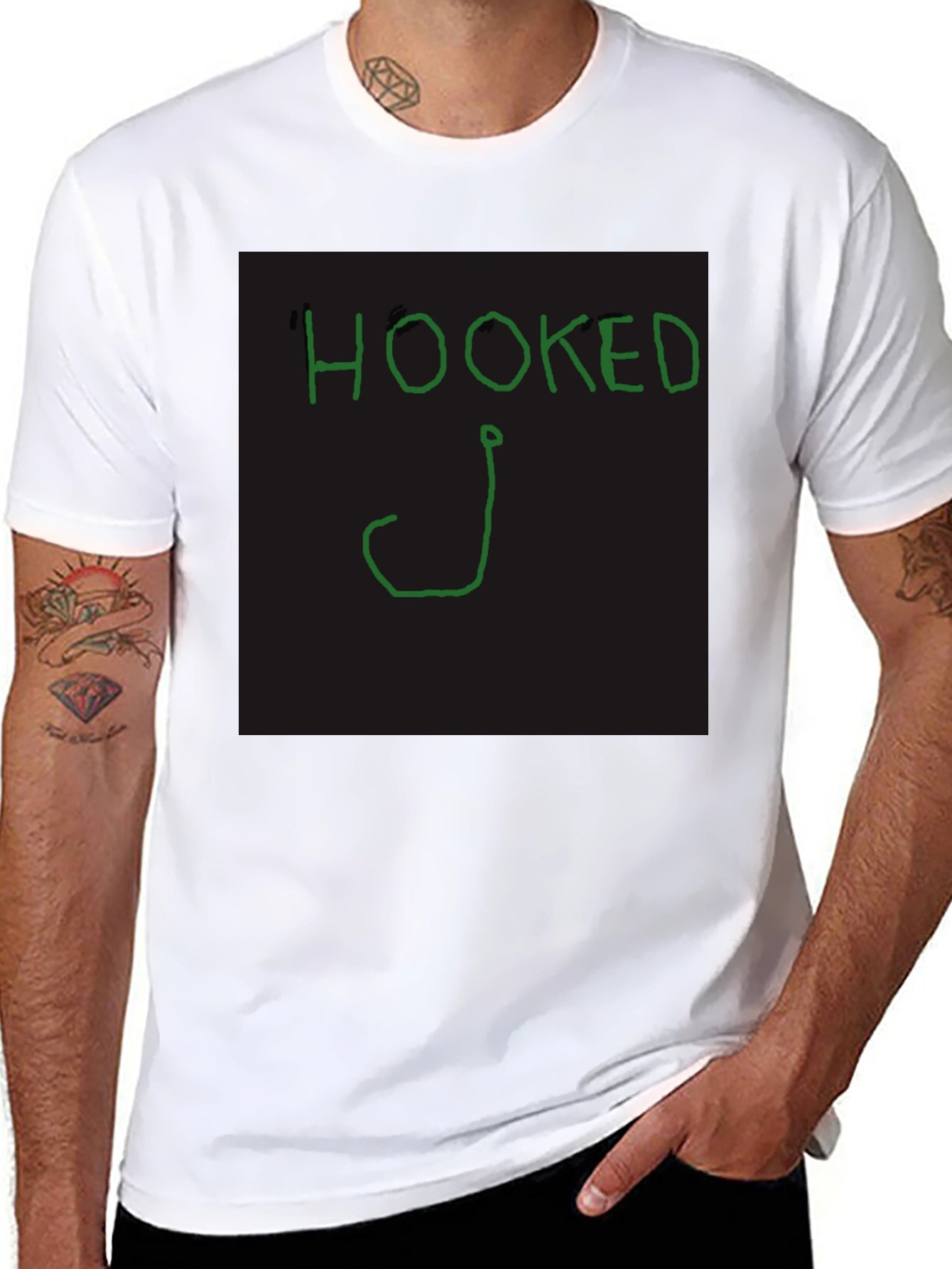 Hooked Fishing T-Shirt - Classic Black