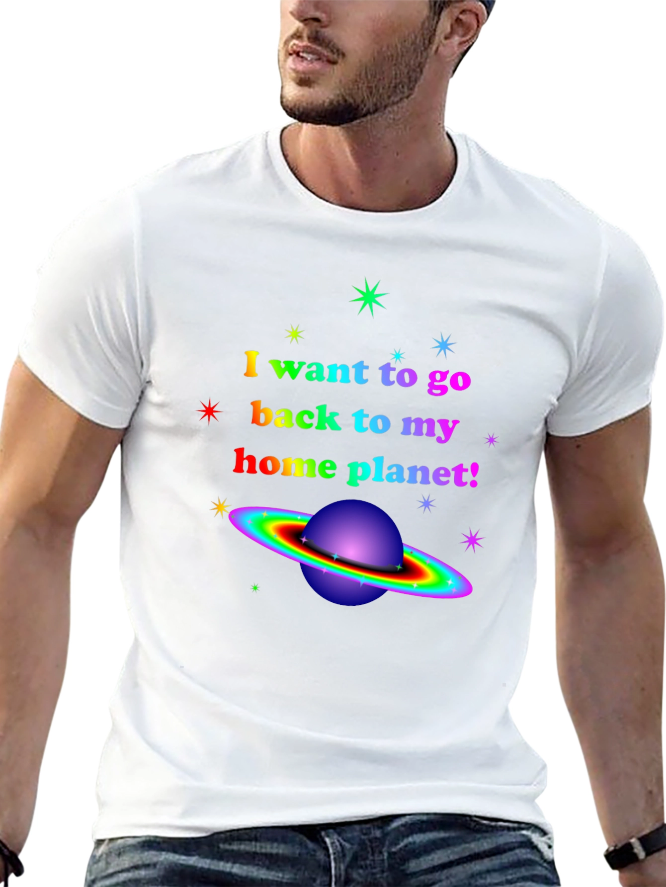 Rainbow Planet T-Shirt - I Want To Go Home