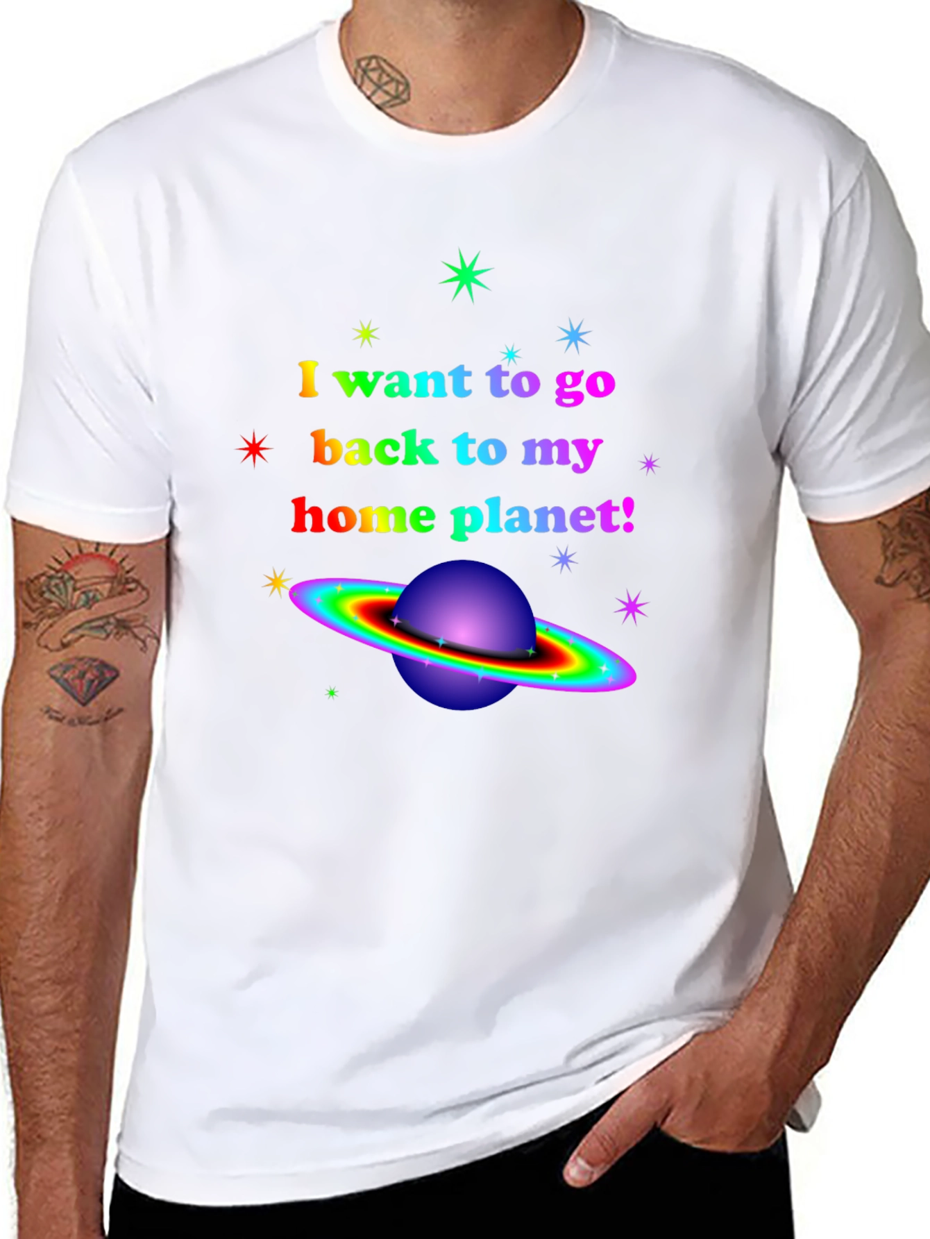 Rainbow Planet T-Shirt - I Want To Go Home
