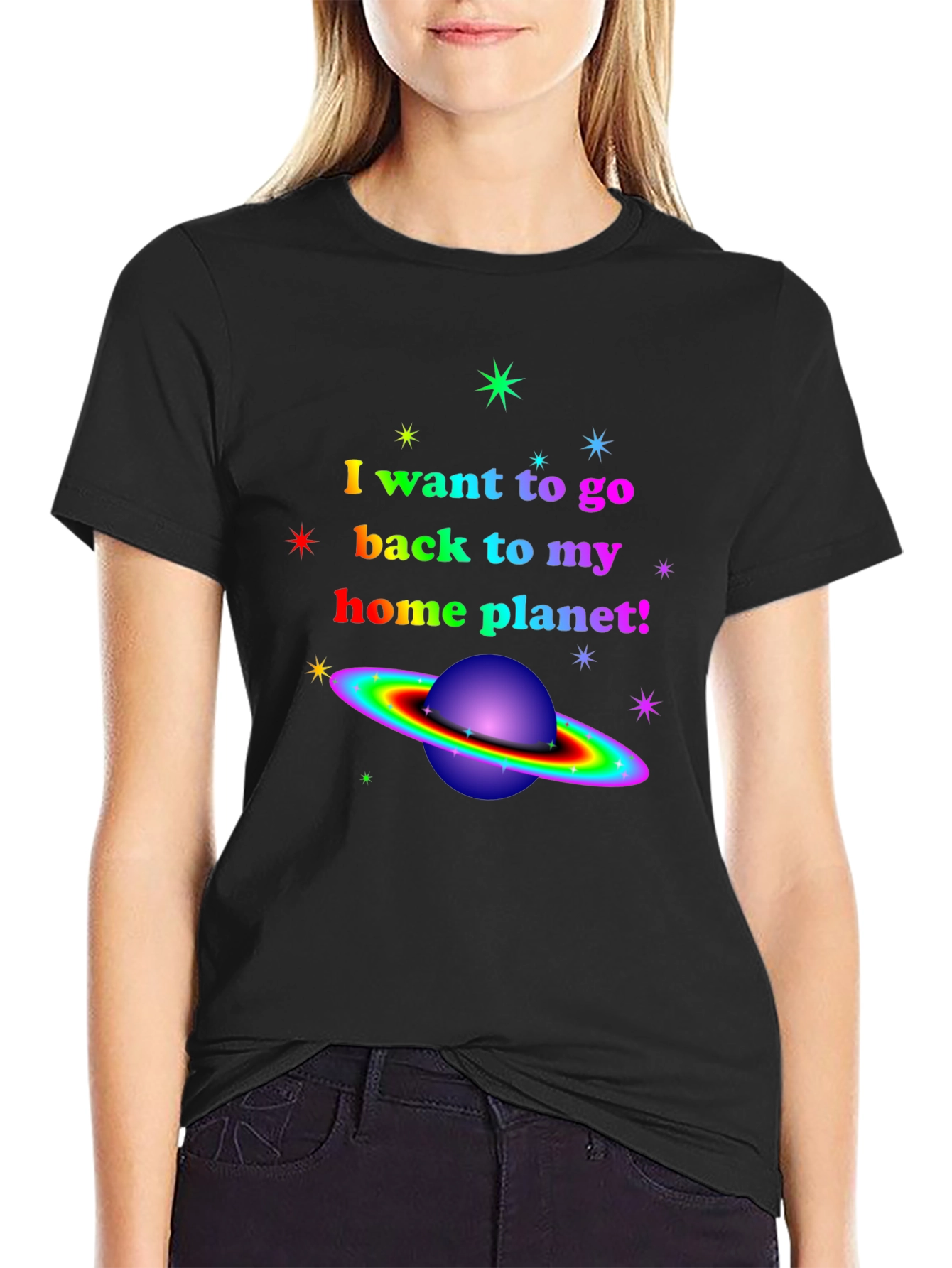 Rainbow Planet T-Shirt - I Want To Go Home
