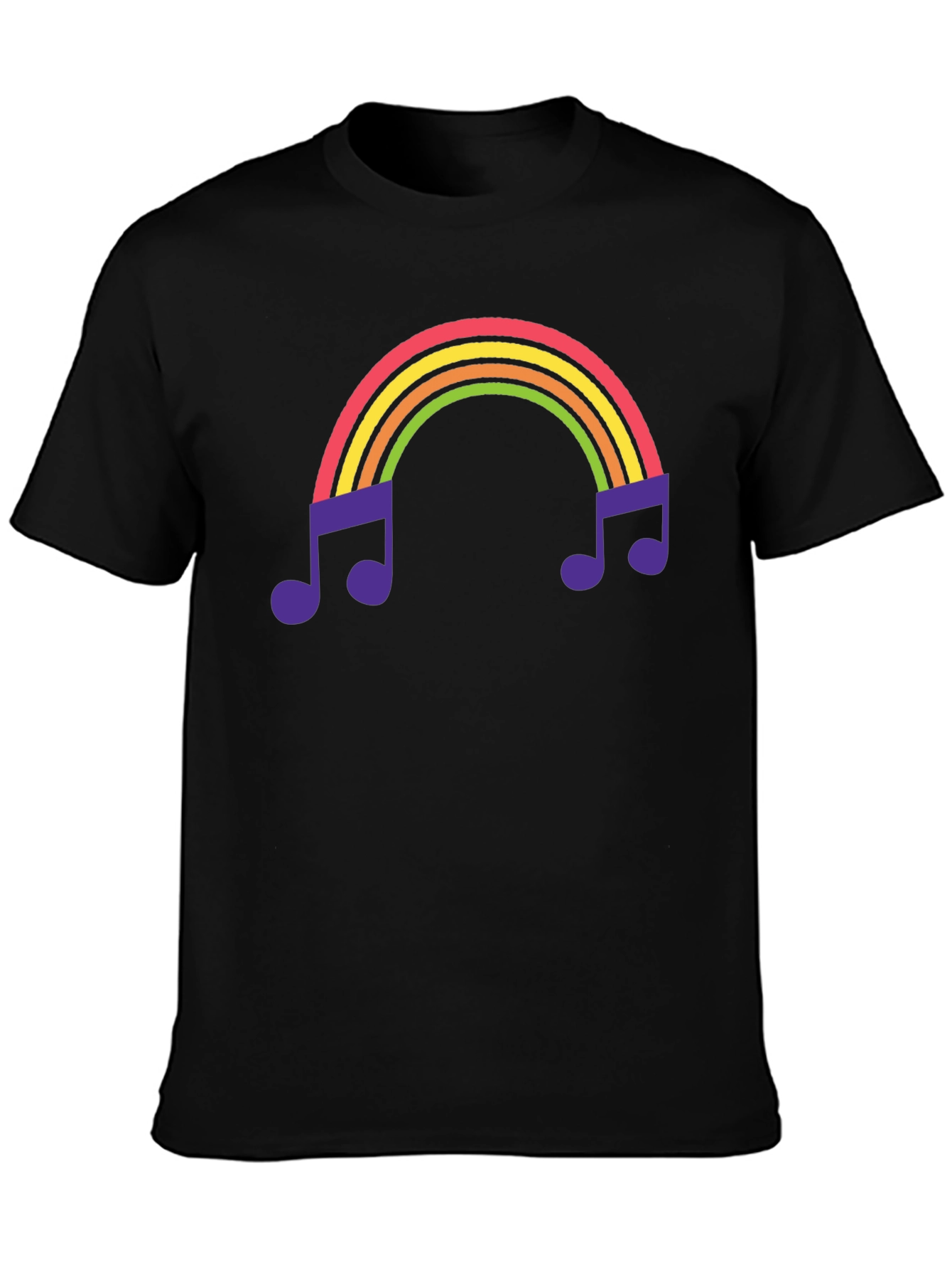 Rainbow Music Note Graphic Tee - Black T-Shirt