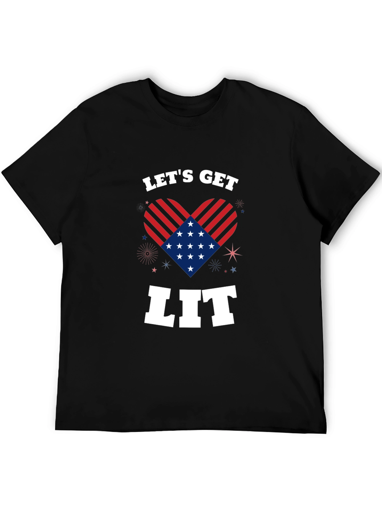 Lets Get Lit Patriotic Heart Graphic Tee