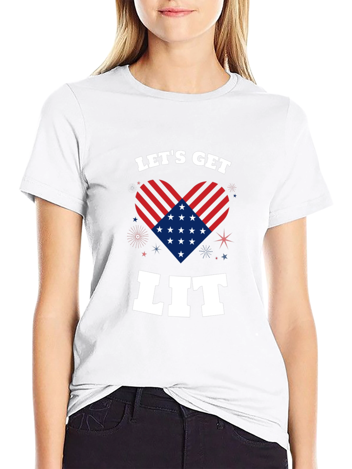 Lets Get Lit Patriotic Heart Graphic Tee