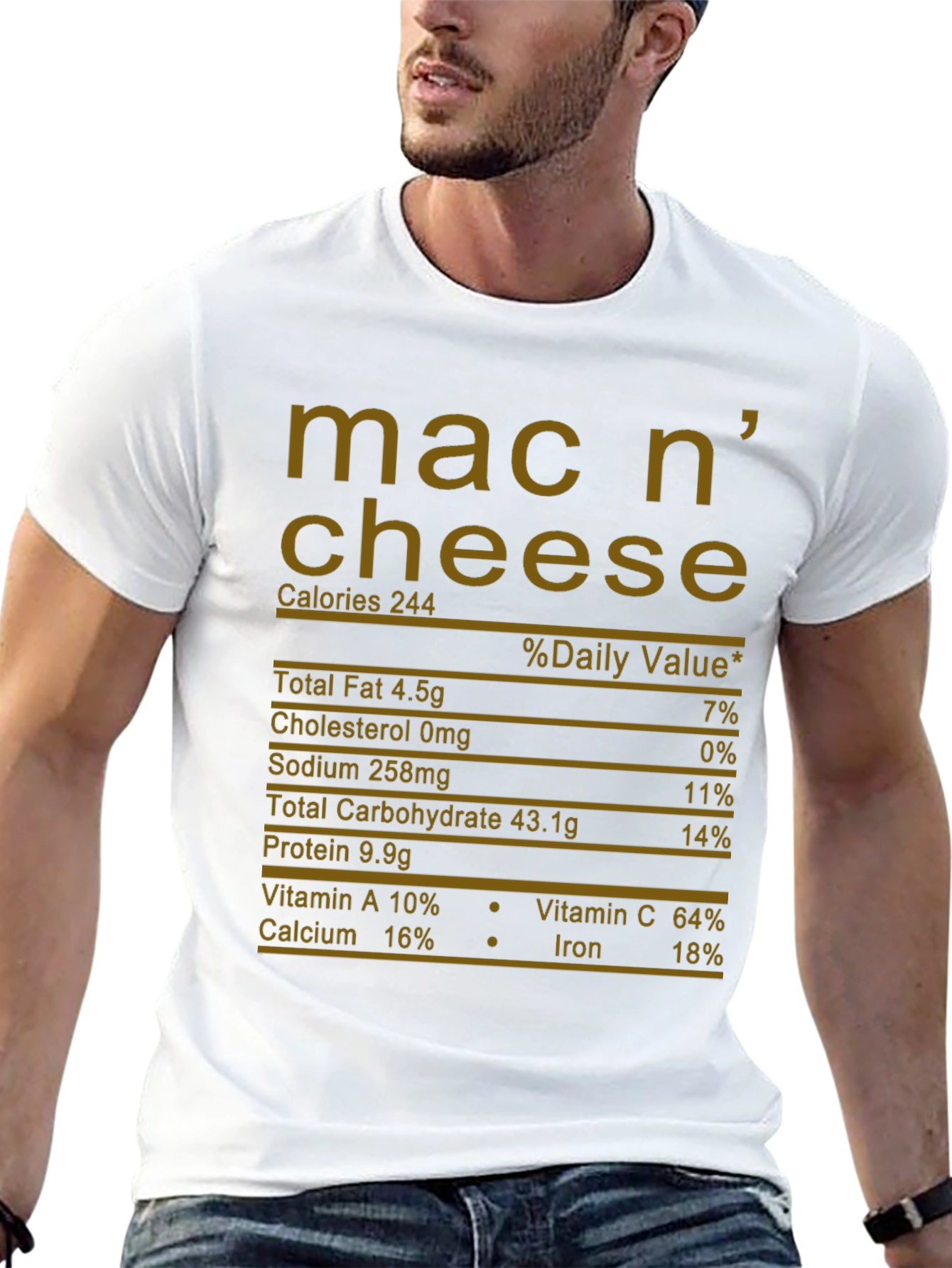 Mac n Cheese Nutrition Facts Graphic T-Shirt