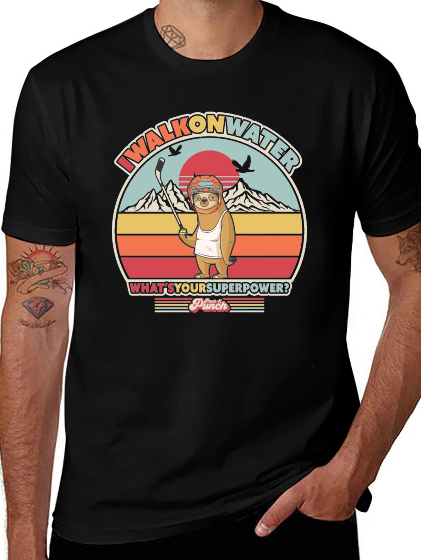 I Walk on Water Funny Sloth Graphic T-Shirt