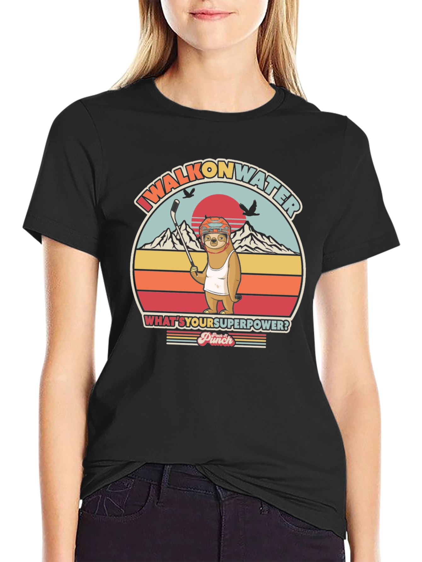 I Walk on Water Funny Sloth Graphic T-Shirt