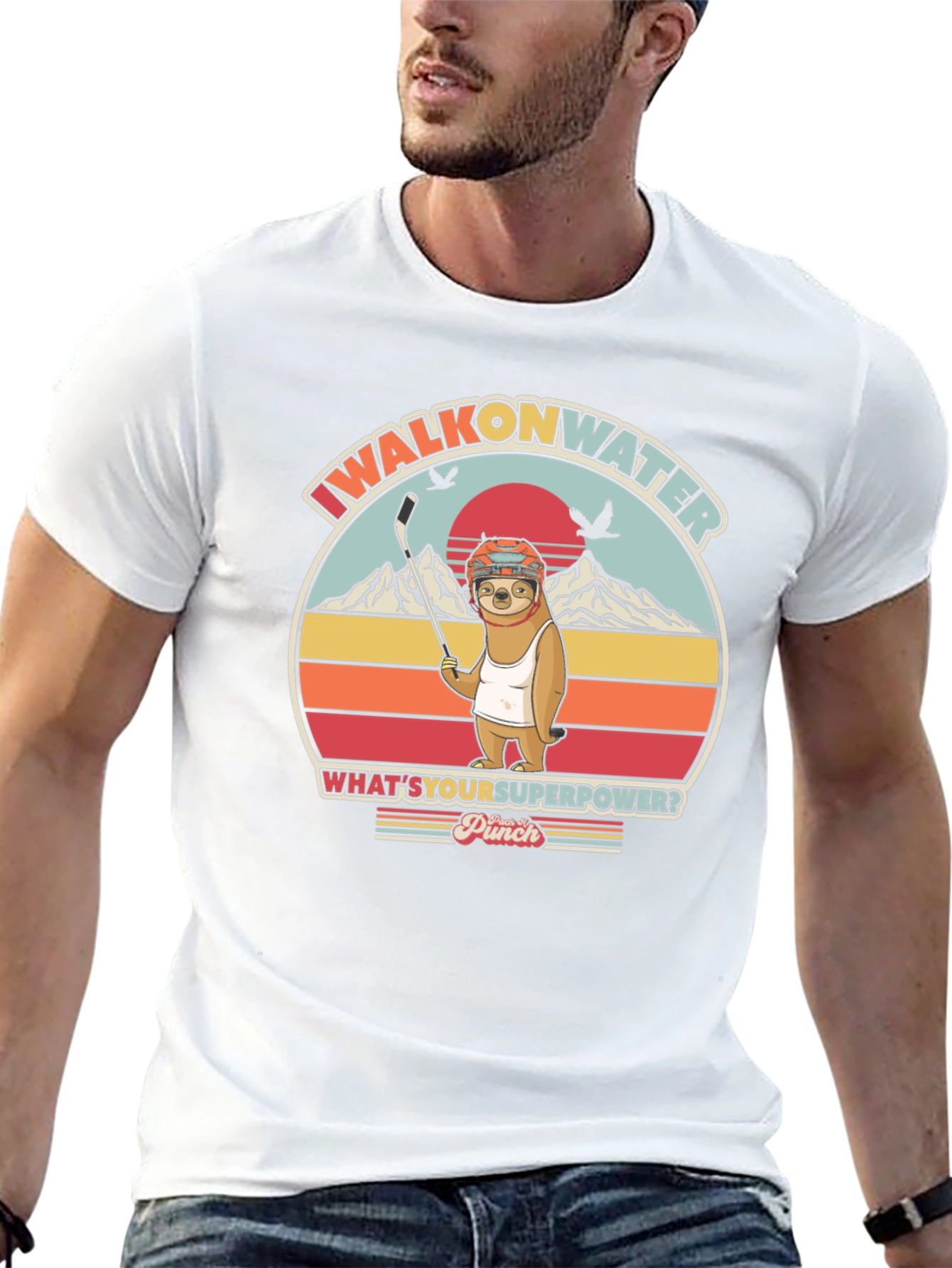 I Walk on Water Funny Sloth Graphic T-Shirt