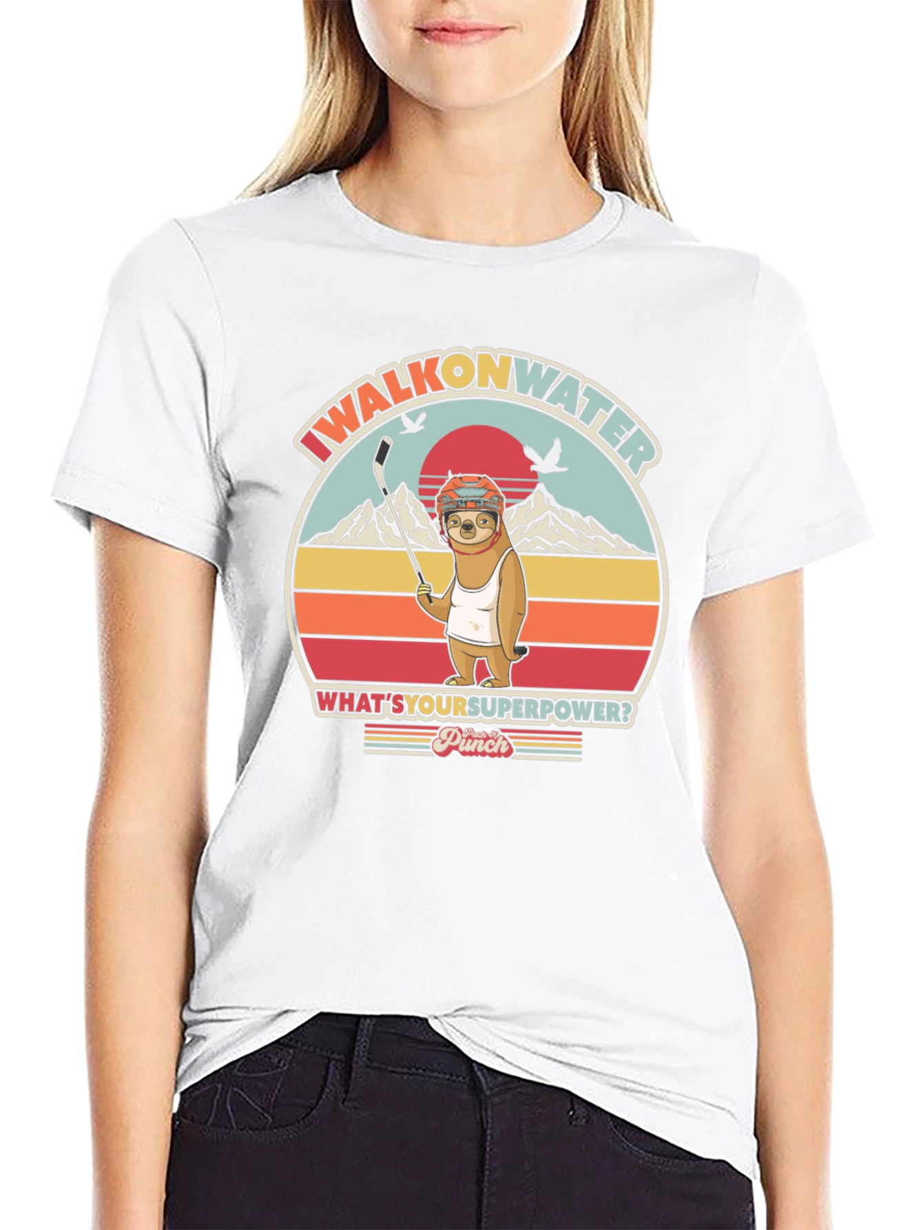 I Walk on Water Funny Sloth Graphic T-Shirt