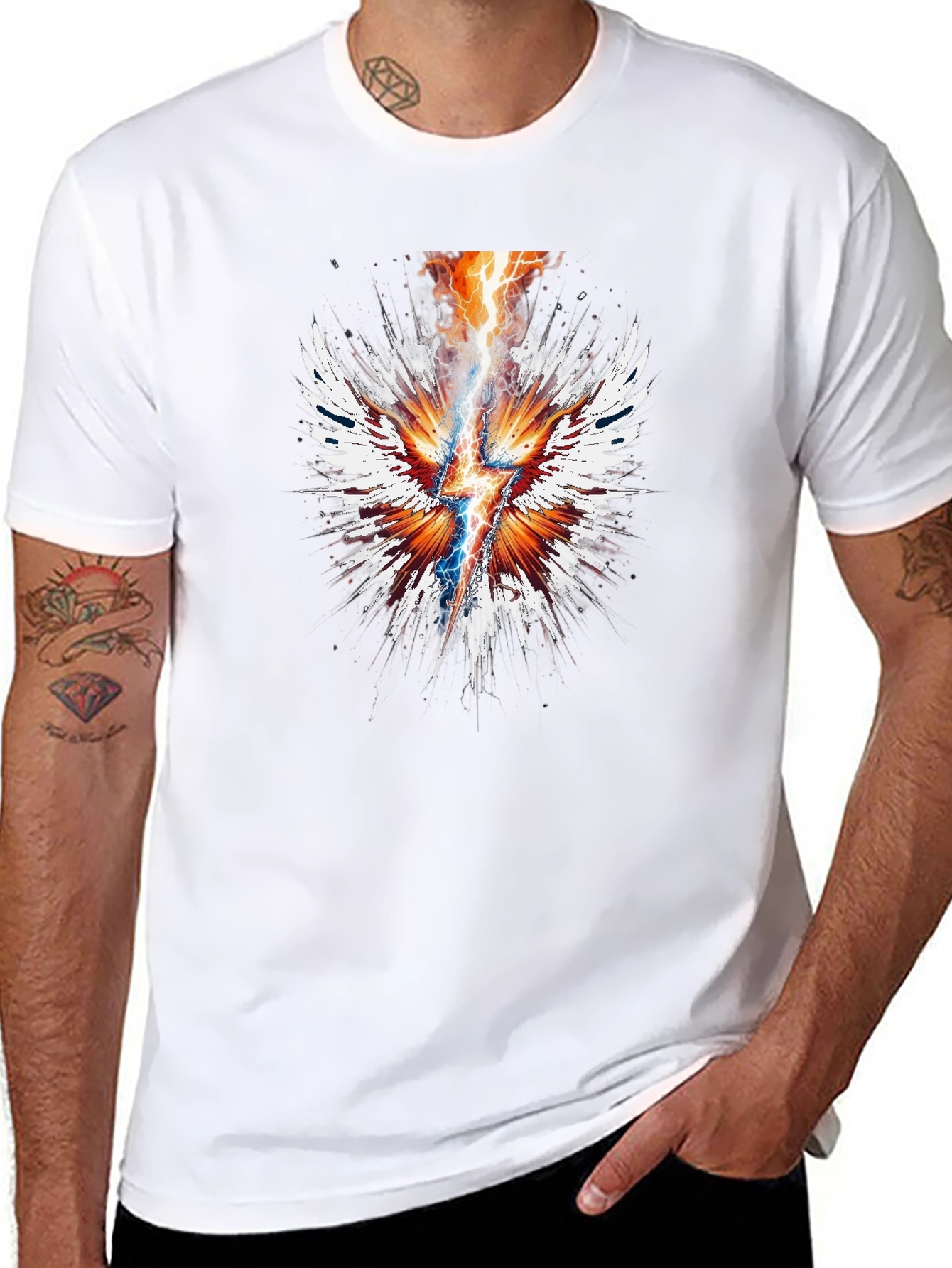 Electric Wings Graphic Tee - Stylish Black T-Shirt