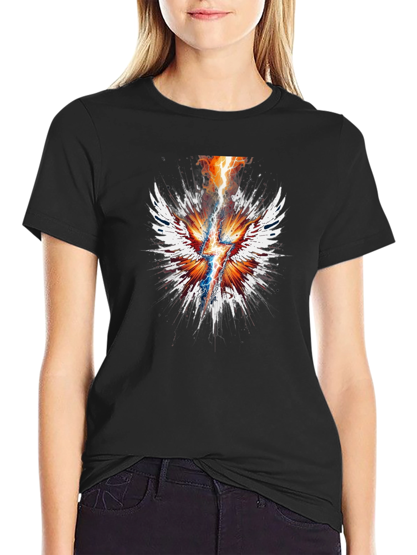 Electric Wings Graphic Tee - Stylish Black T-Shirt