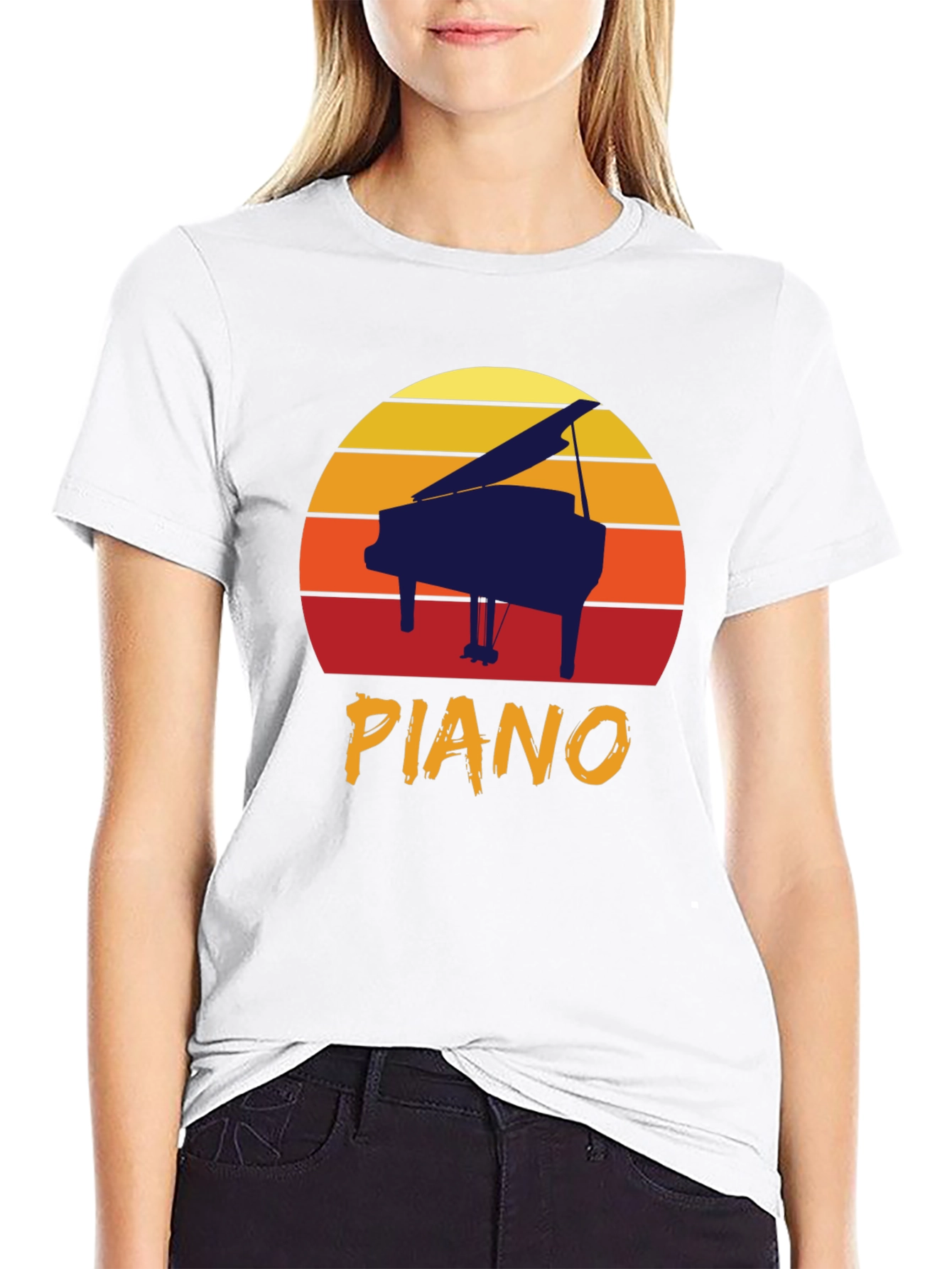 Retro Piano Sunset Graphic Tee