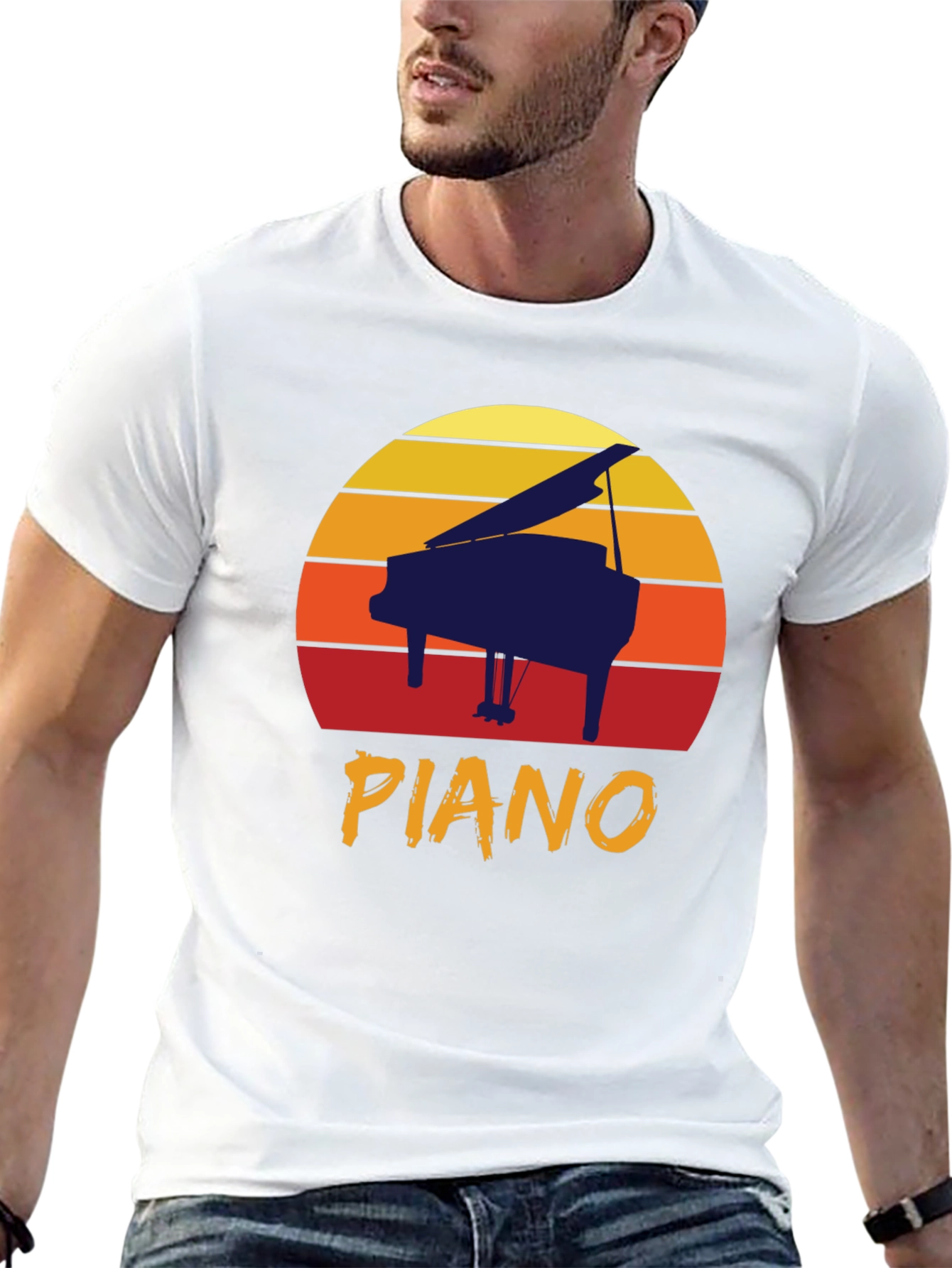 Retro Piano Sunset Graphic Tee