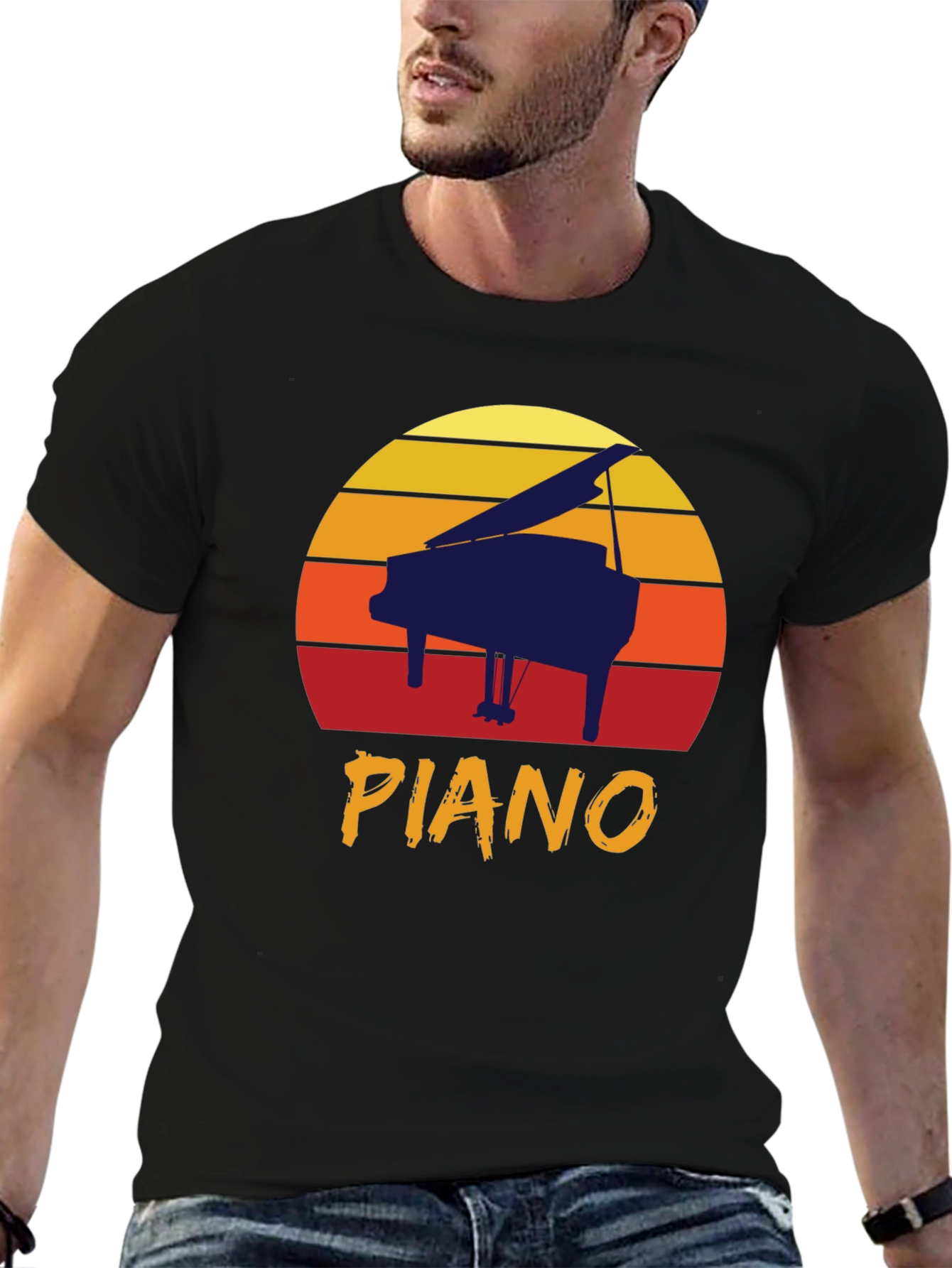 Retro Piano Sunset Graphic Tee