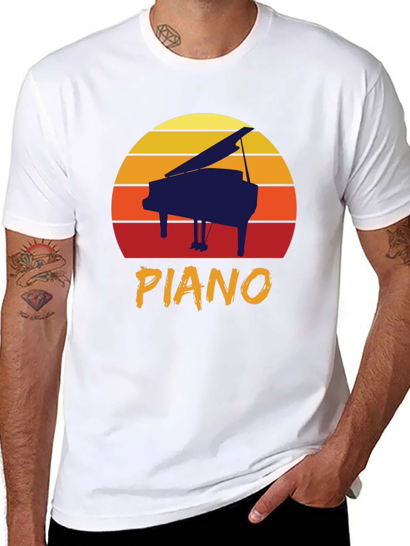 Retro Piano Sunset Graphic Tee